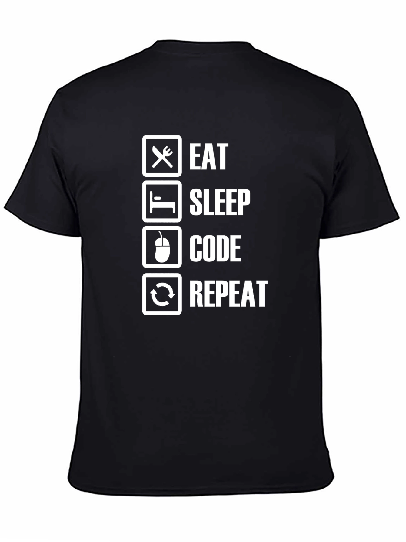 Black Eat Sleep Code Repeat Black T-Shirt Programmer Gift view 4