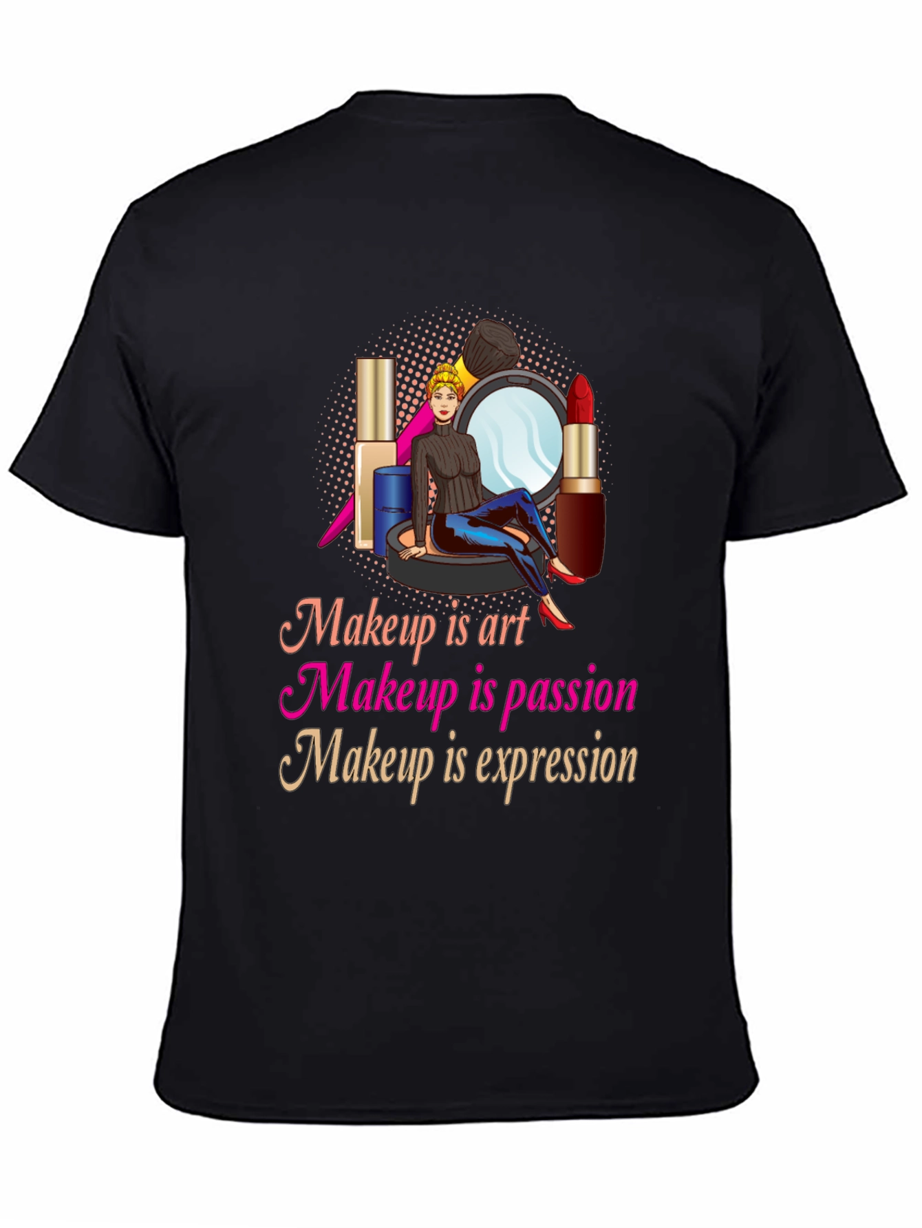 Black Makeup Art Passion Expression Graphic T-Shirt view 4