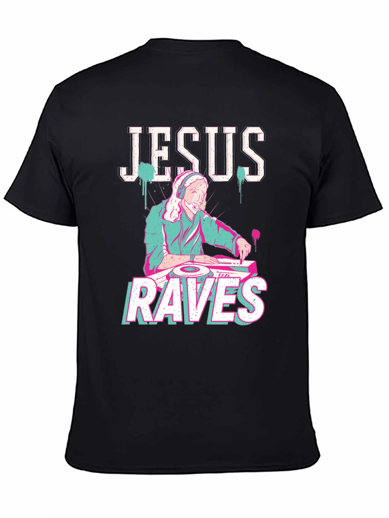 Black Jesus Raves Black T-Shirt - DJ Graphic Tee view 4