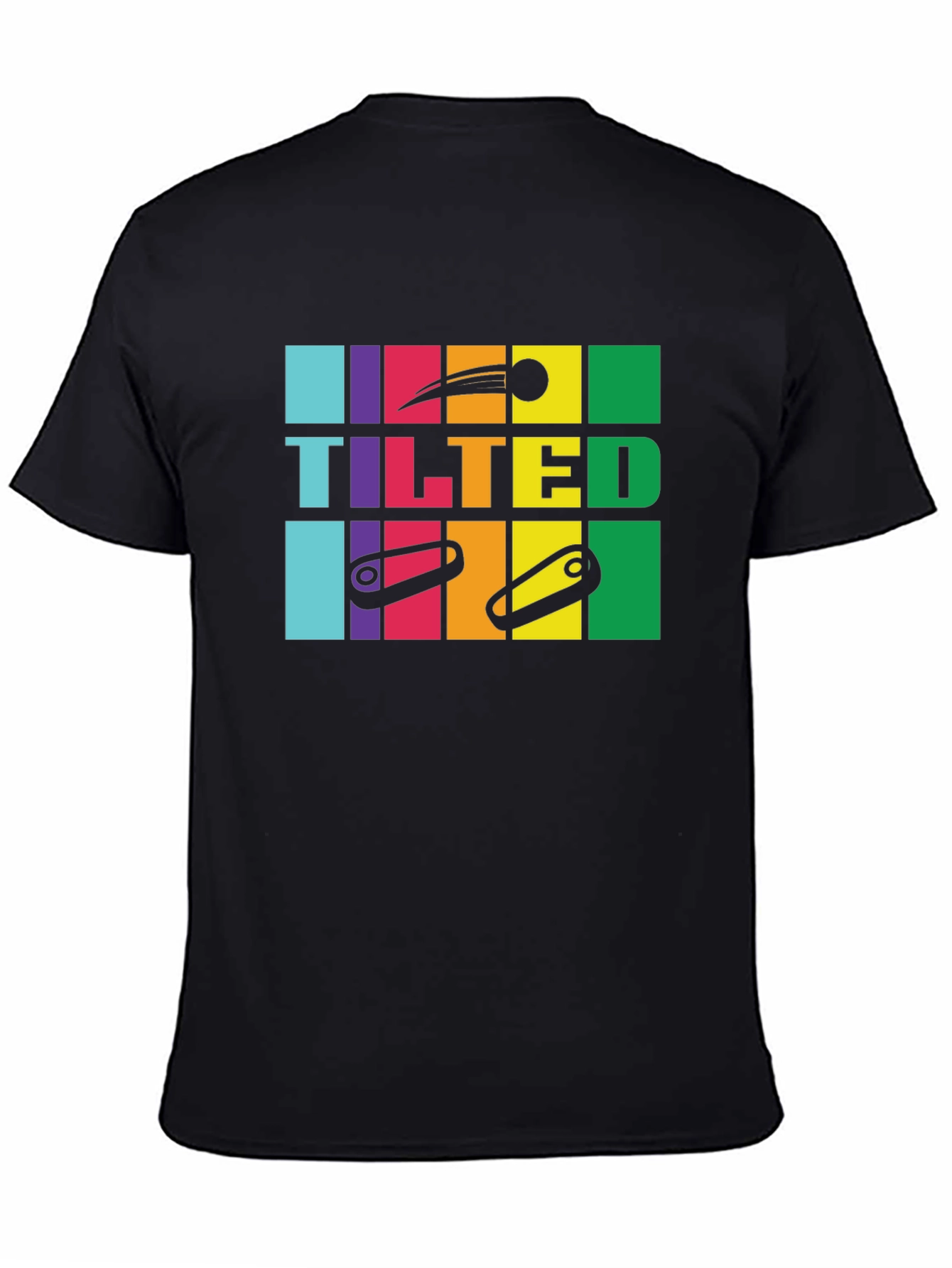 Black Tilted Pinball Black T-Shirt view 4