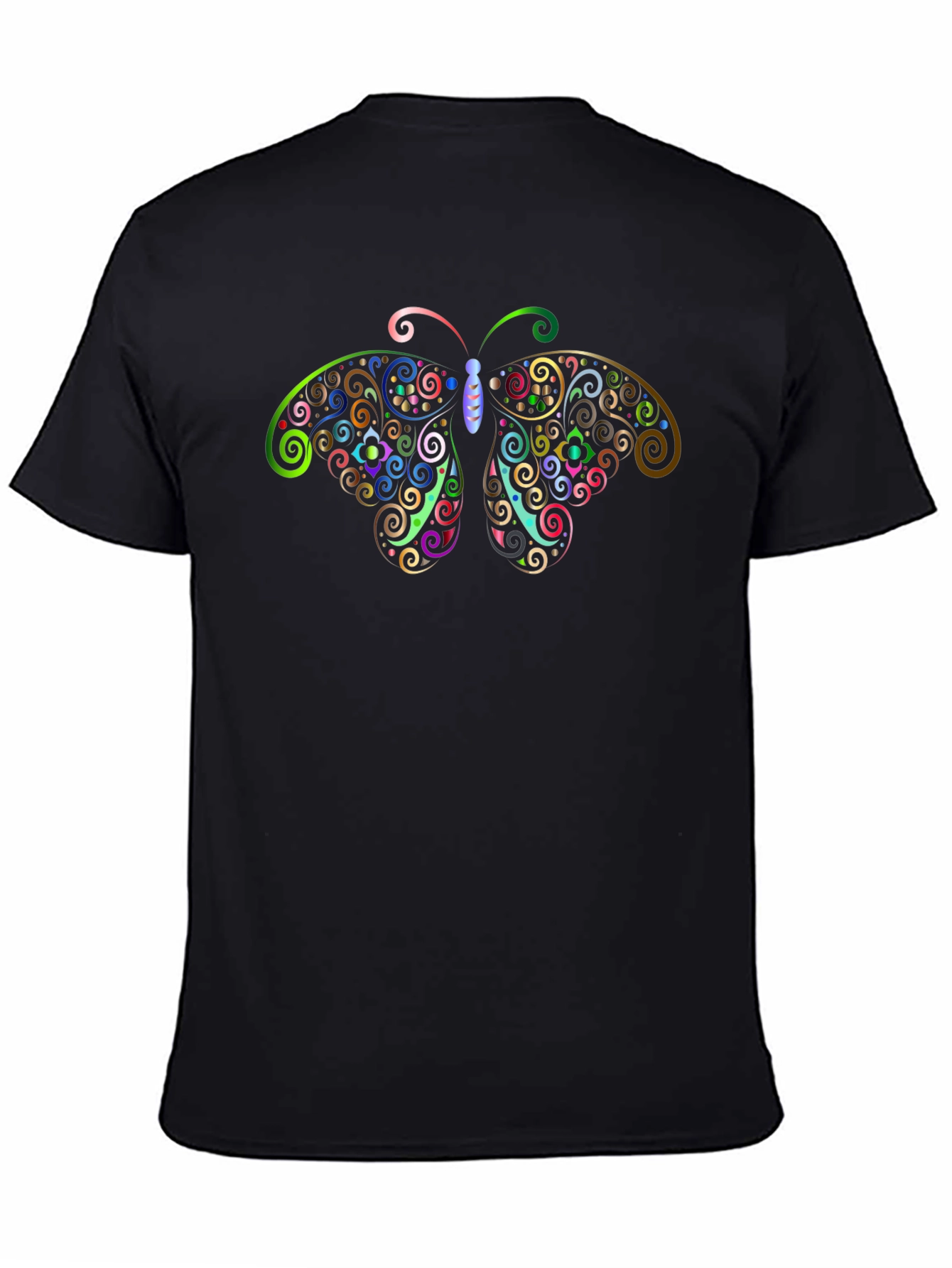 Black Butterfly Swirls Graphic Tee - Men's Black T-Shirt view 4
