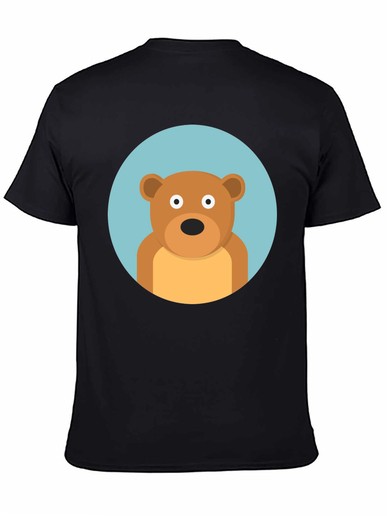 Black Cute Cartoon Bear Graphic Black T-Shirt view 4