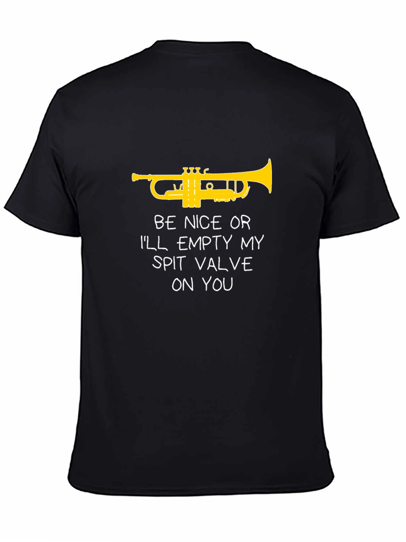 Black Funny Trumpet T-Shirt - Spit Valve Warning view 4