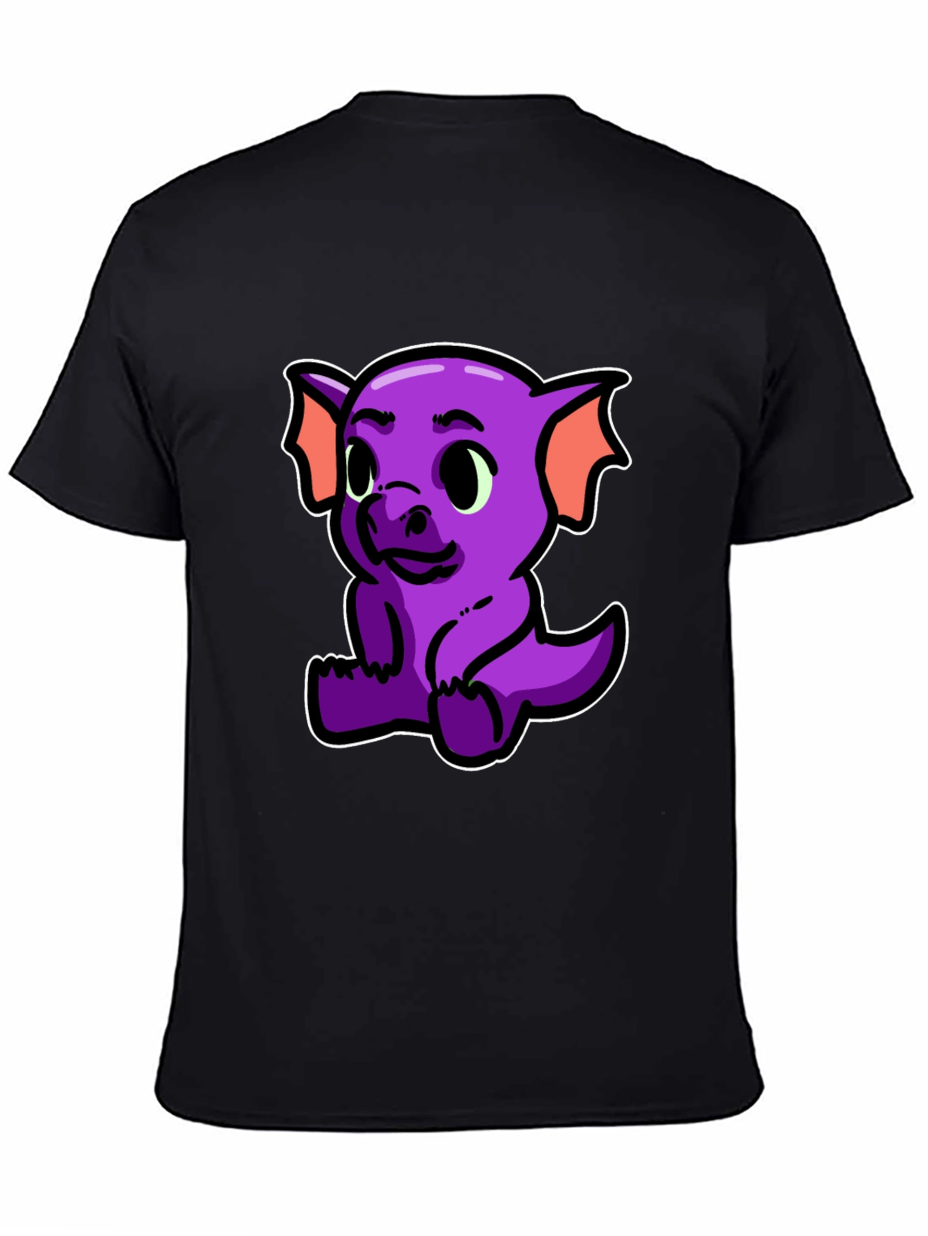 Black Cute Purple Dragon Graphic T-Shirt view 4