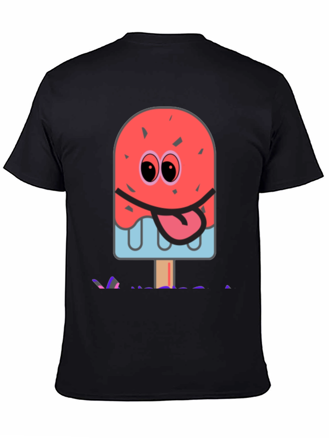 Black Fun Cartoon Ice Cream Graphic Tee - Black Unisex T-Shirt view 4