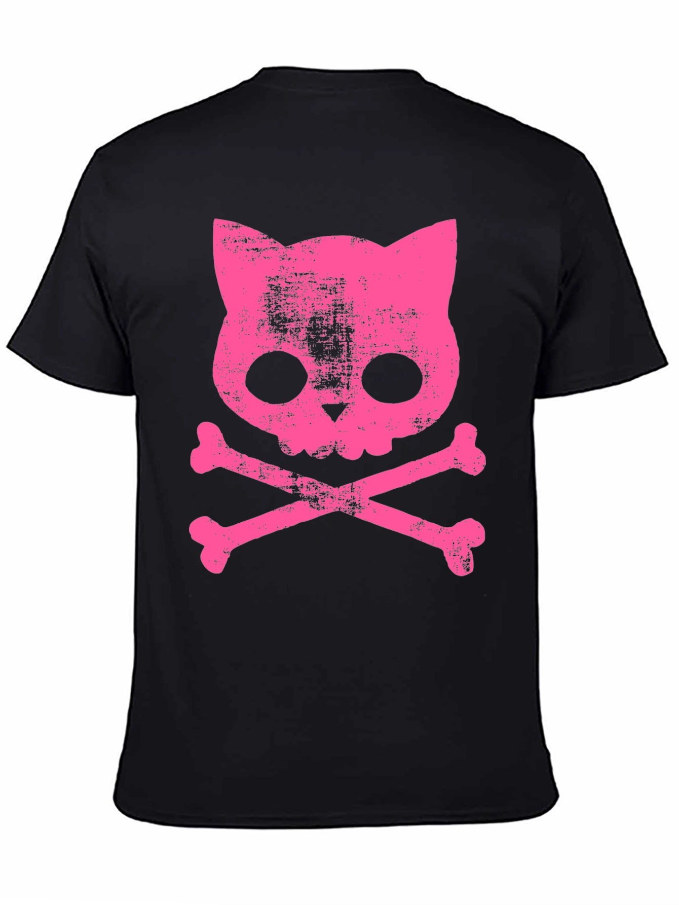 Black Cat Skull Bones Graphic T-Shirt view 4