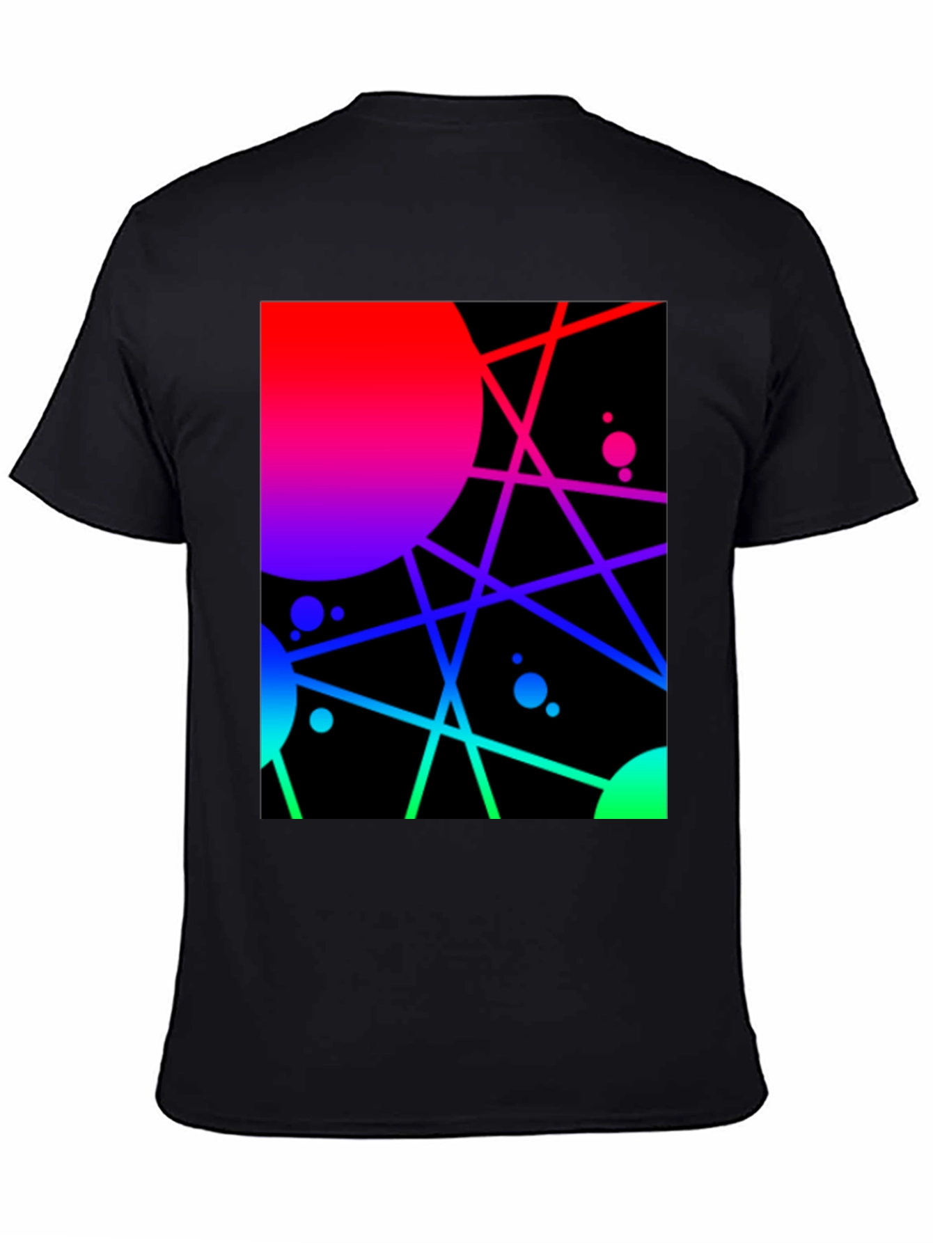 Black Abstract Geometric Graphic Tee - Vibrant Design view 4