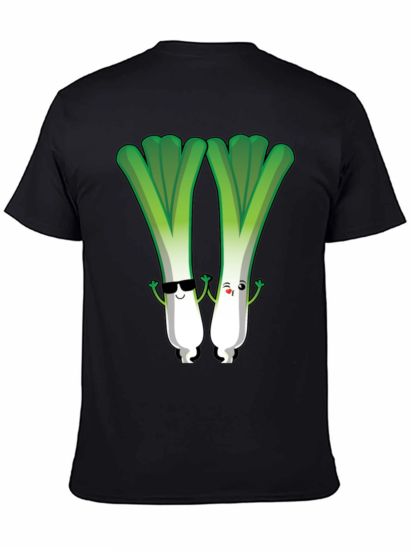 Black Cute Leek Character Graphic Tee view 4