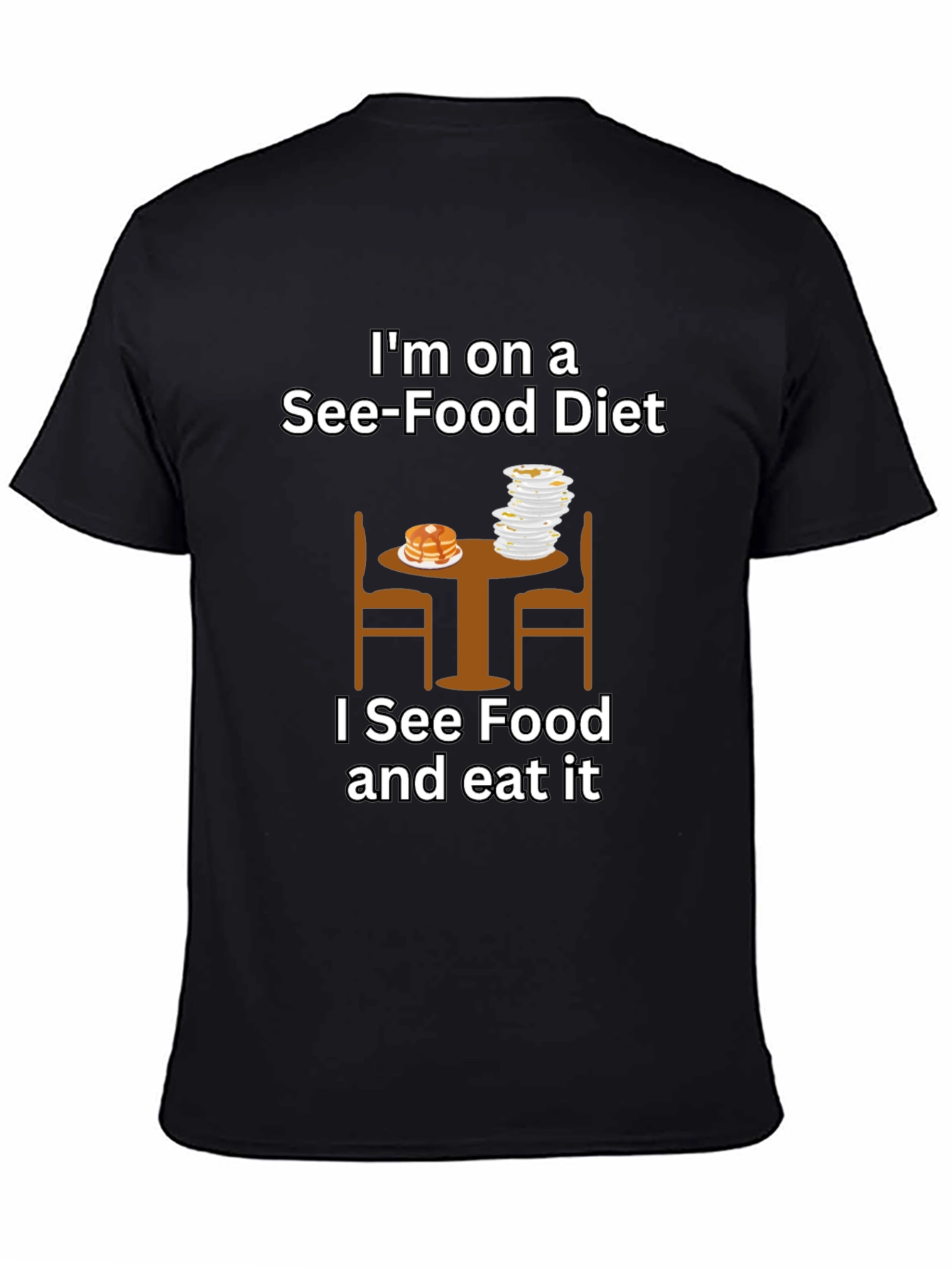 Black See-Food Diet T-Shirt - Funny Foodie Apparel view 4