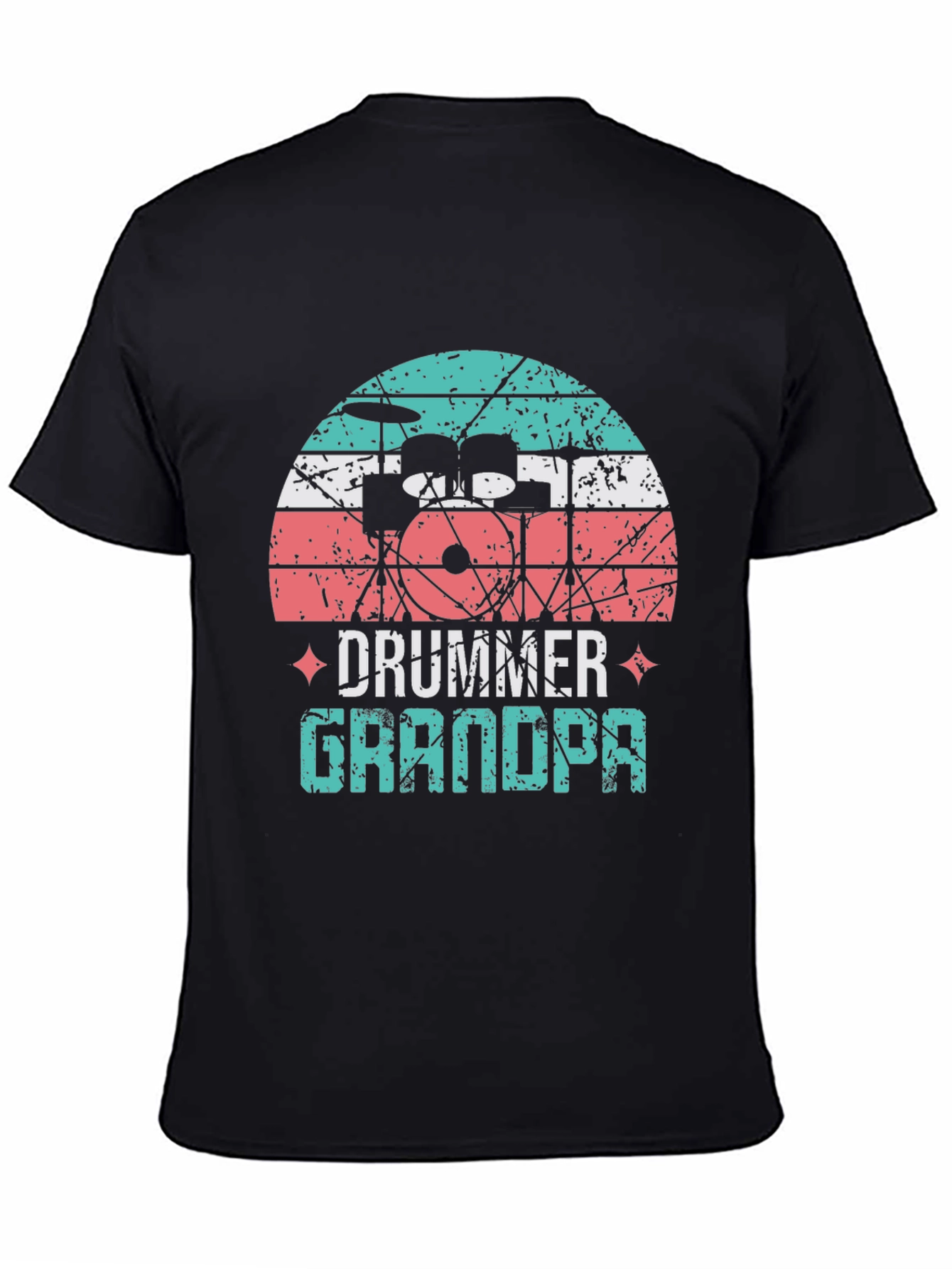 Black Drummer Grandpa T-Shirt - Music Lover Grandfather Tee view 4