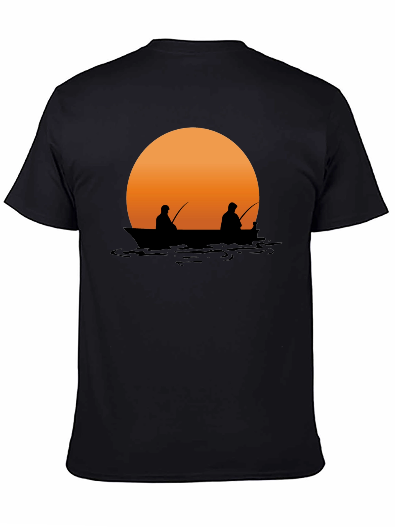 Black Sunset Fishing Graphic Tee - Relaxed Comfort view 4