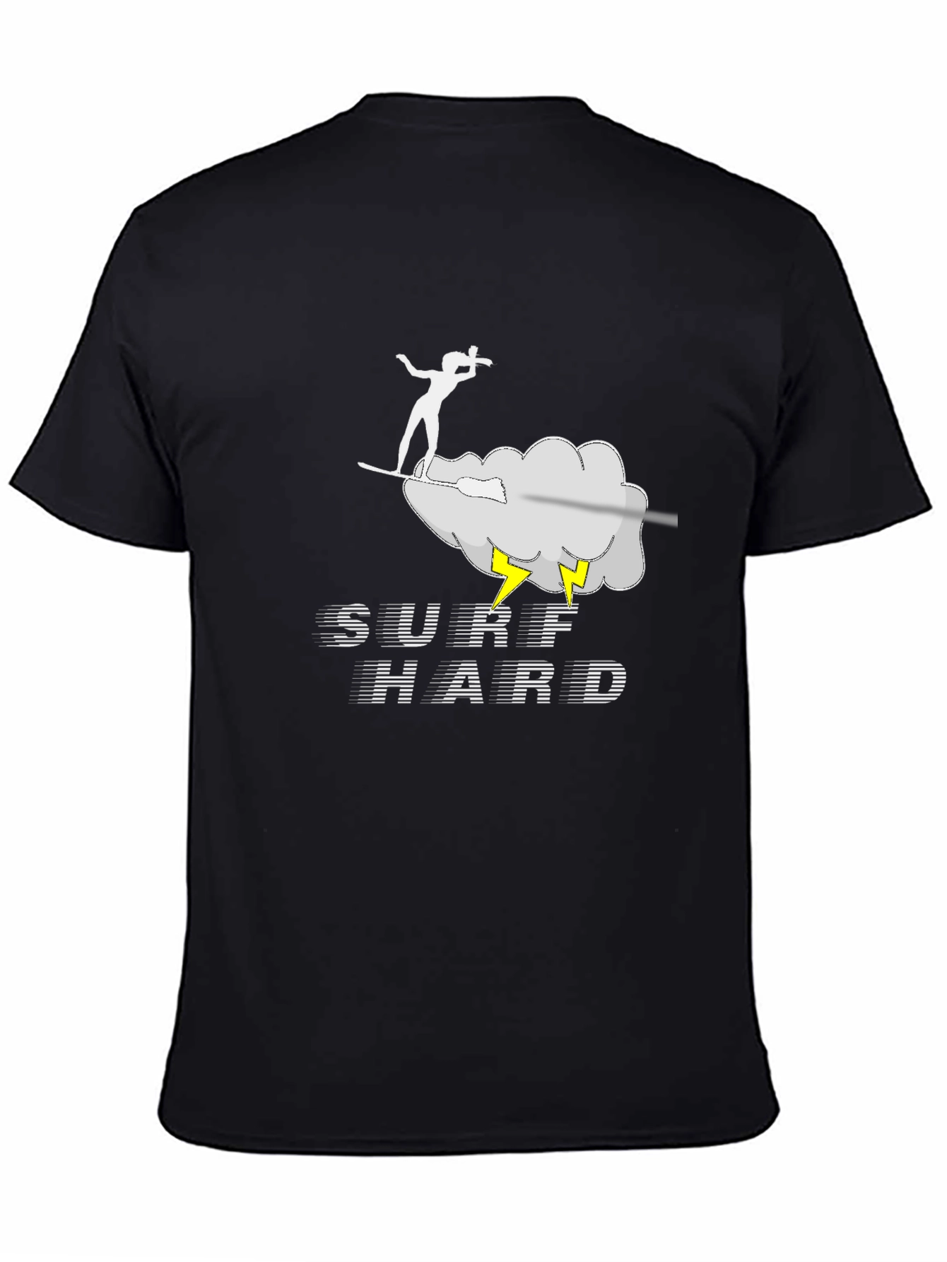 Black Surf Hard T-Shirt - Black Cotton Graphic Tee view 4