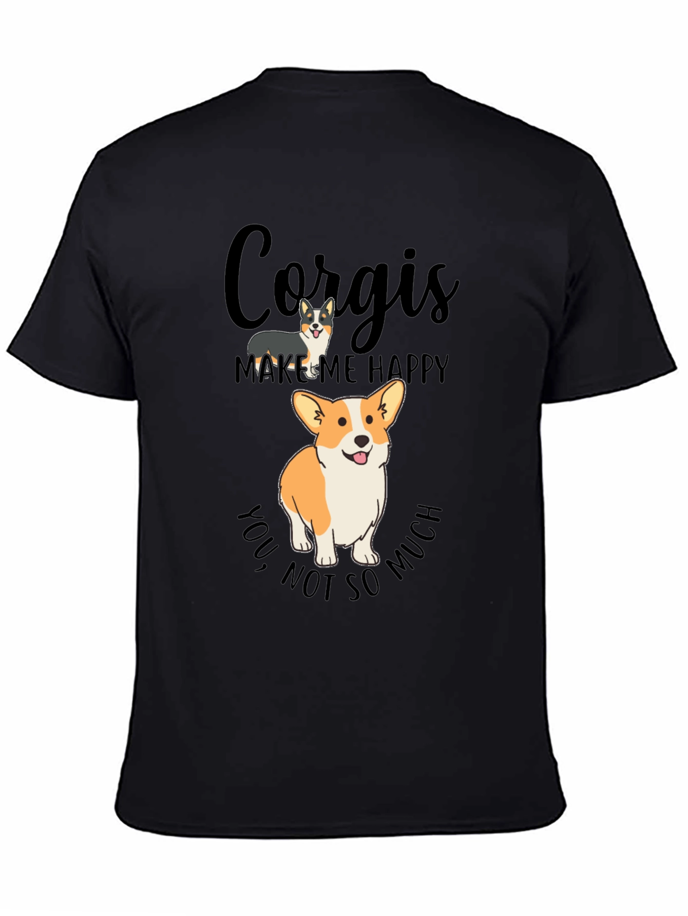 Black Corgi Lover T-Shirt - Makes Me Happy Tee view 4