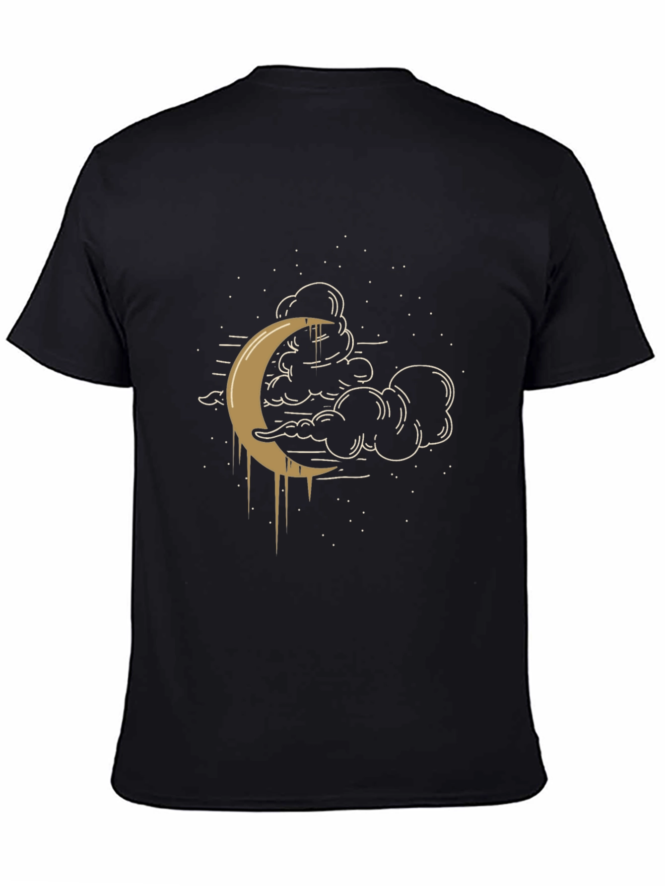 Black Celestial Crescent Moon Graphic Tee - Black view 4