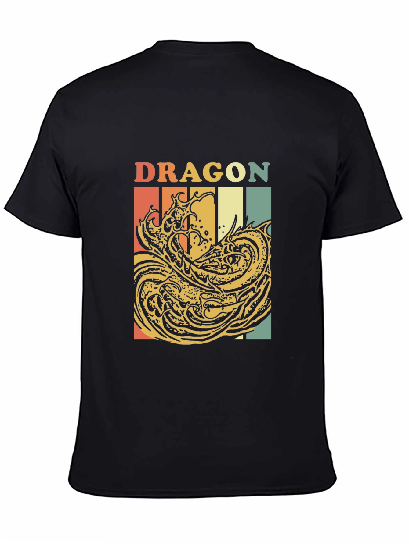 Black Retro Dragon Graphic T-Shirt - Vintage Style Tee view 4