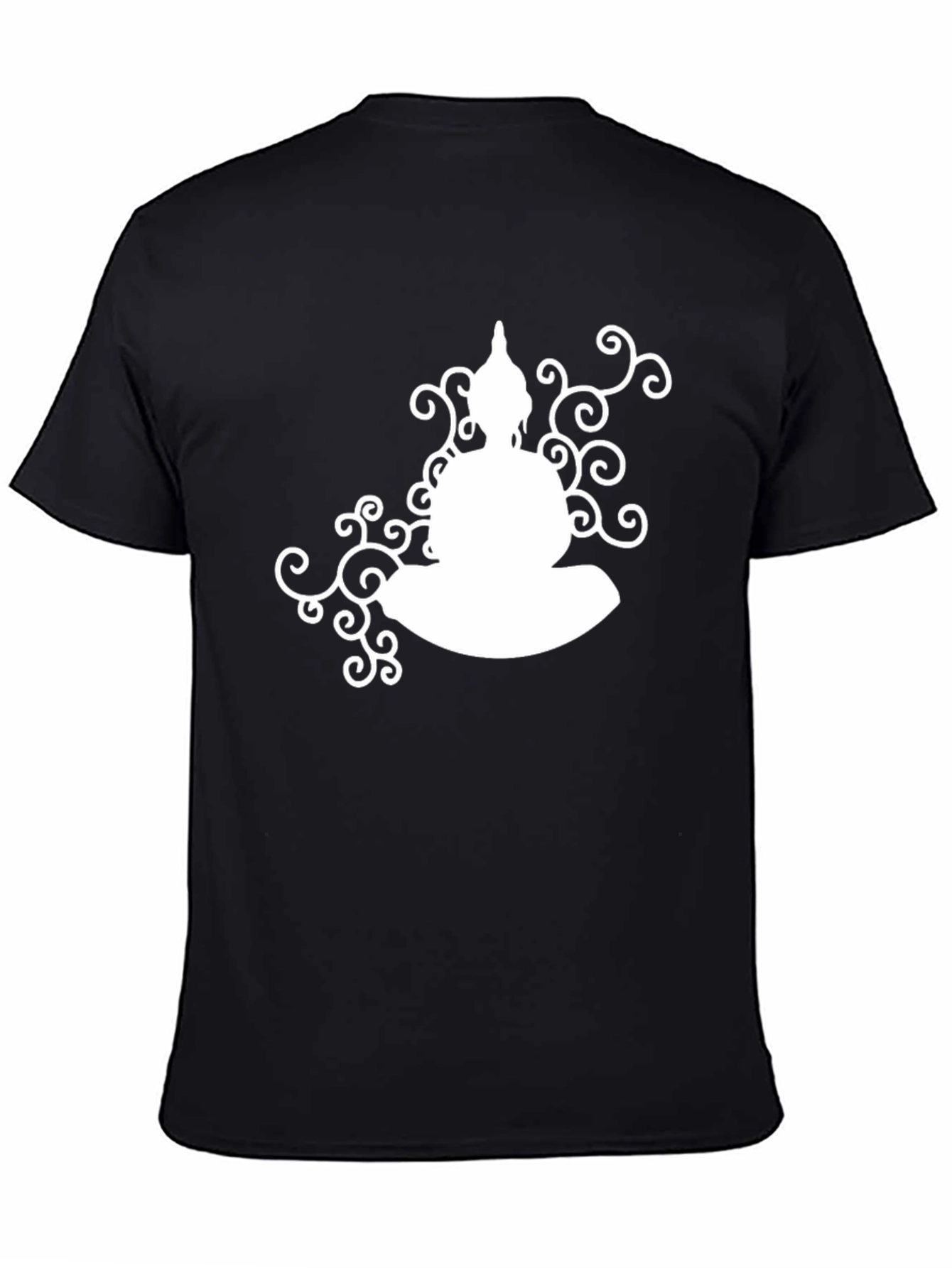 Black Buddha Silhouette Black T-Shirt view 4