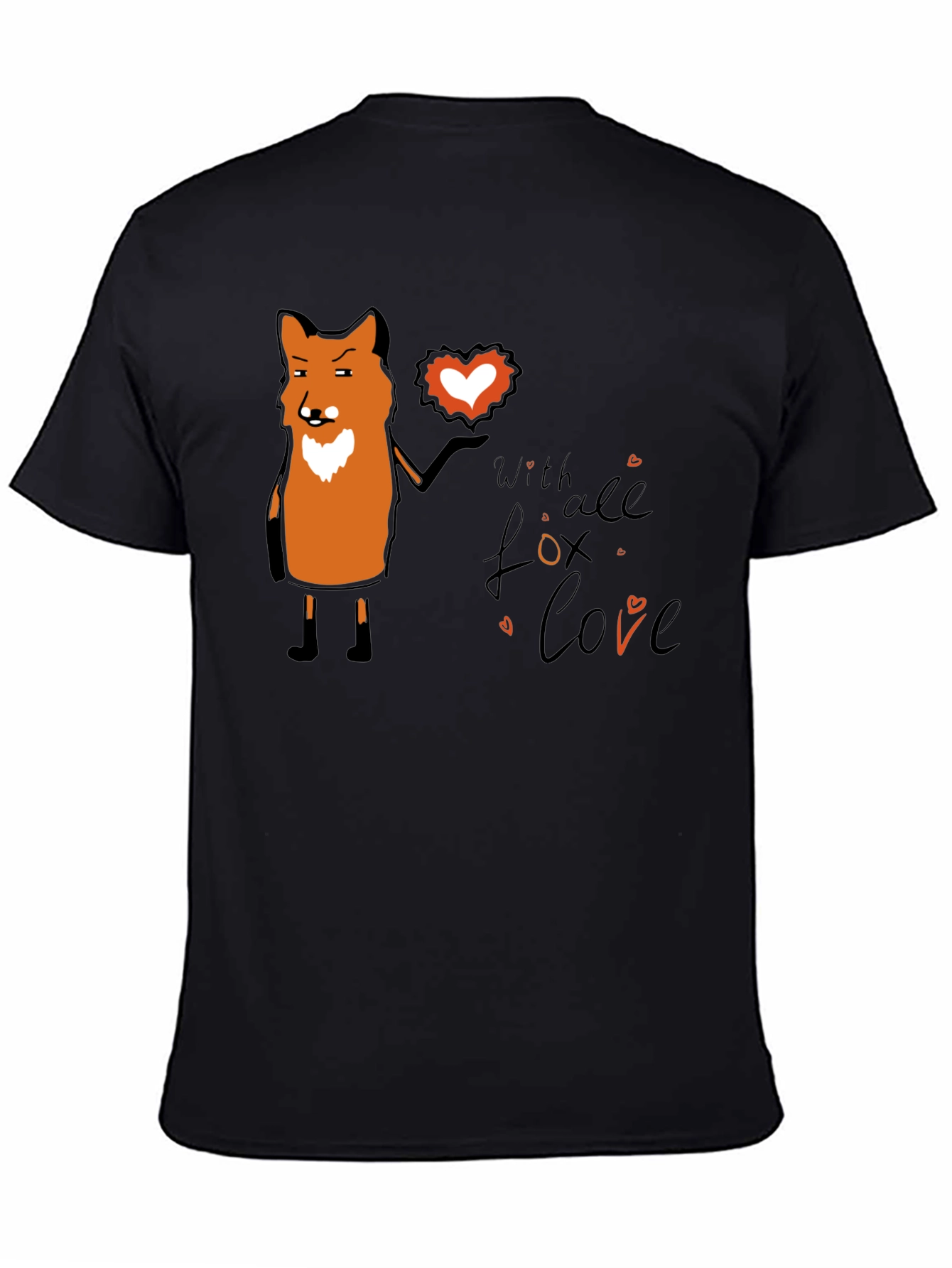 Black Fox With All My Love Black T-Shirt view 4