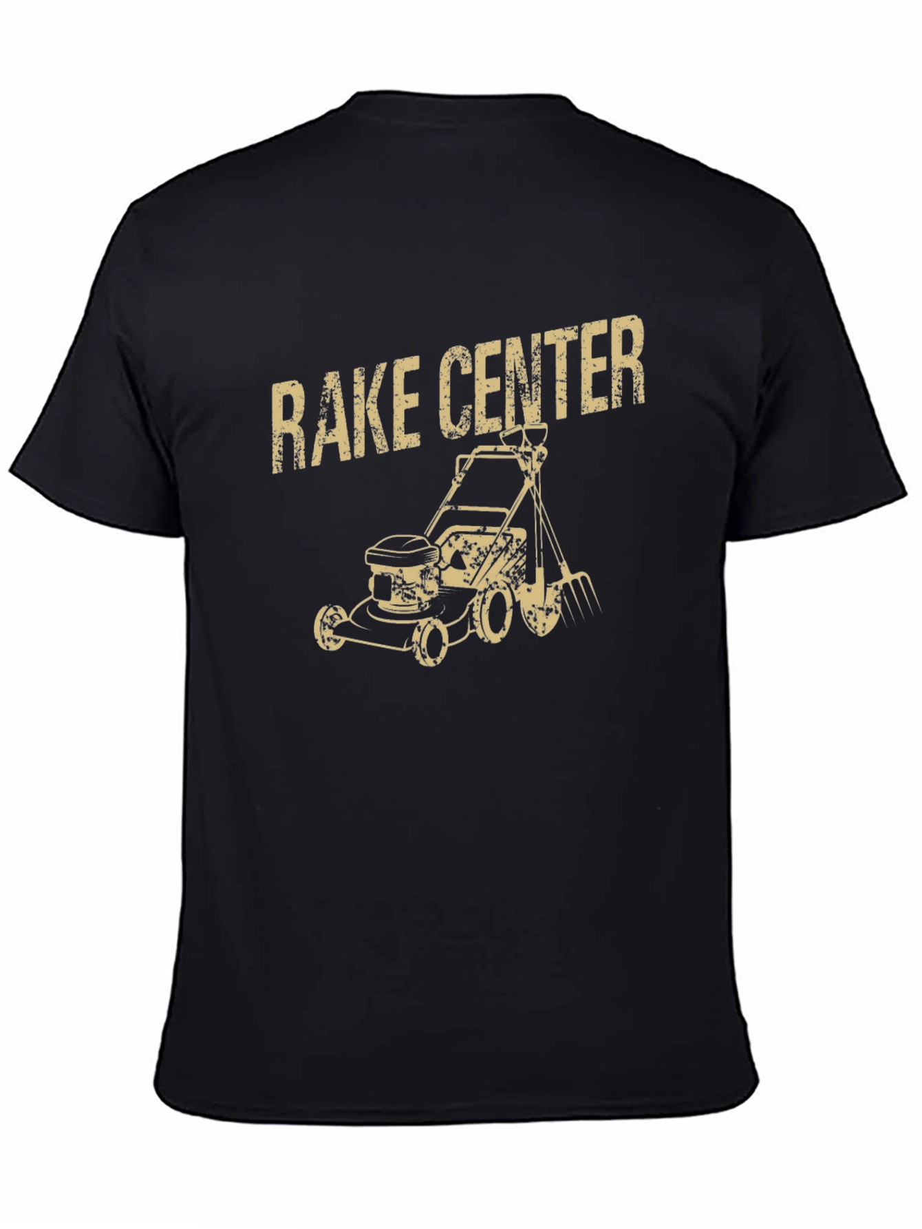 Black Rake Center Funny Graphic T-Shirt view 4