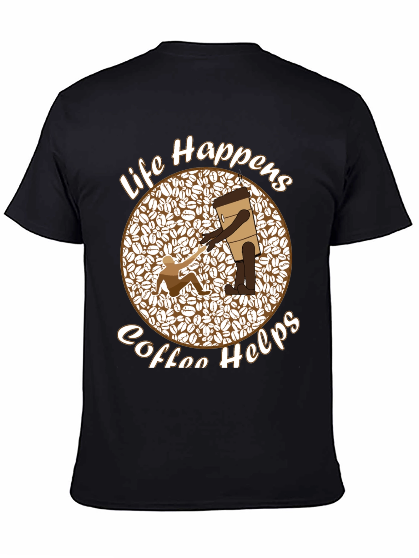 Black Life Happens Coffee Helps Graphic Tee view 4