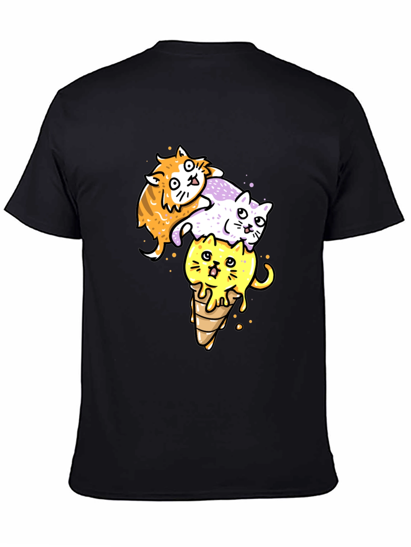 Black Cats Ice Cream T-Shirt, Fun Graphic Tee view 4