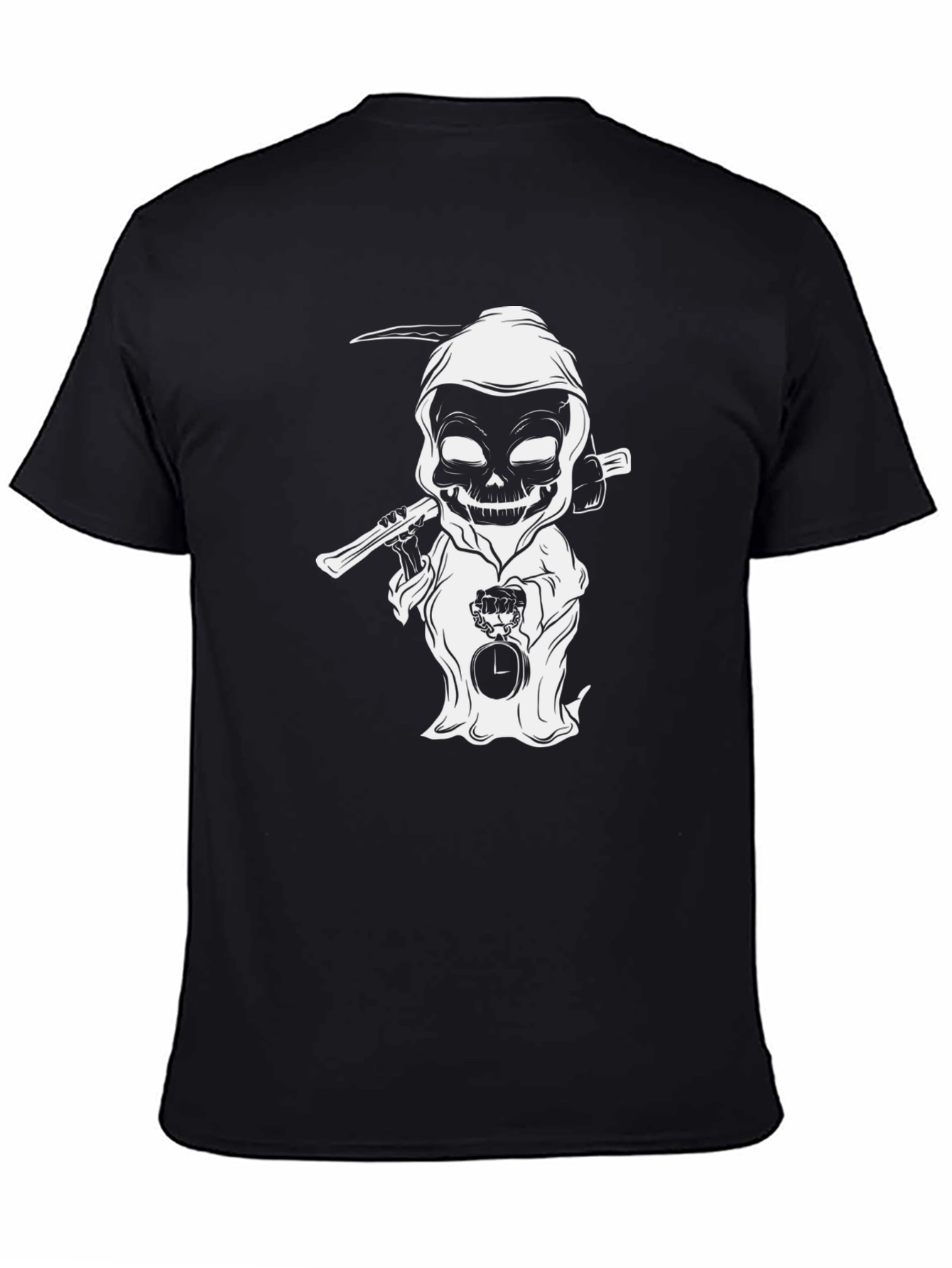 Black Grim Reaper Cartoon Black T-Shirt view 4
