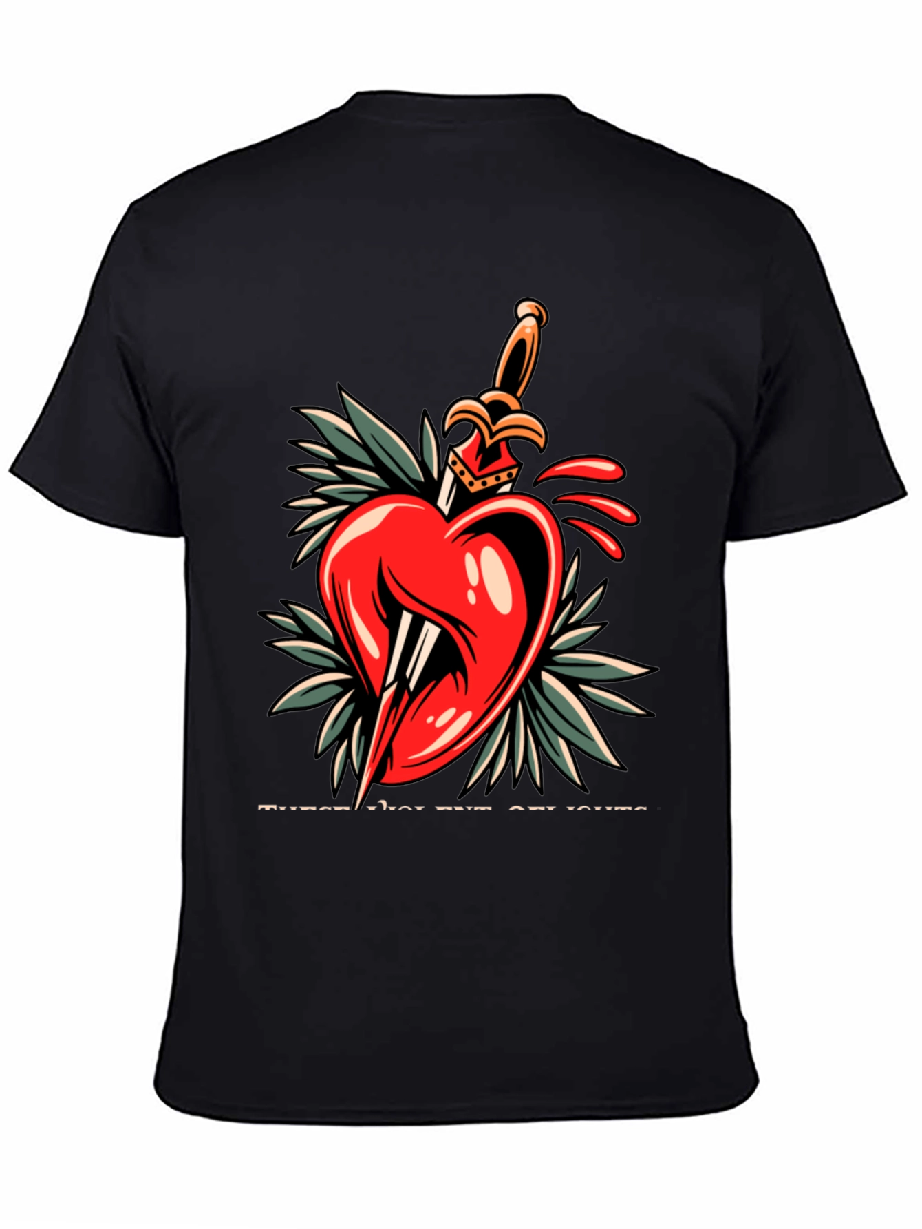 Black Heart & Dagger Graphic Tee - Edgy Streetwear Style view 4