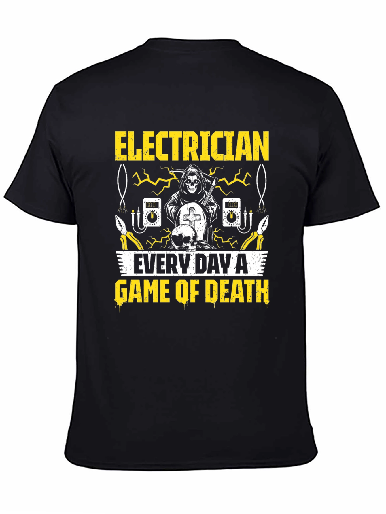 Black Electrician Game of Death Black T-Shirt view 4