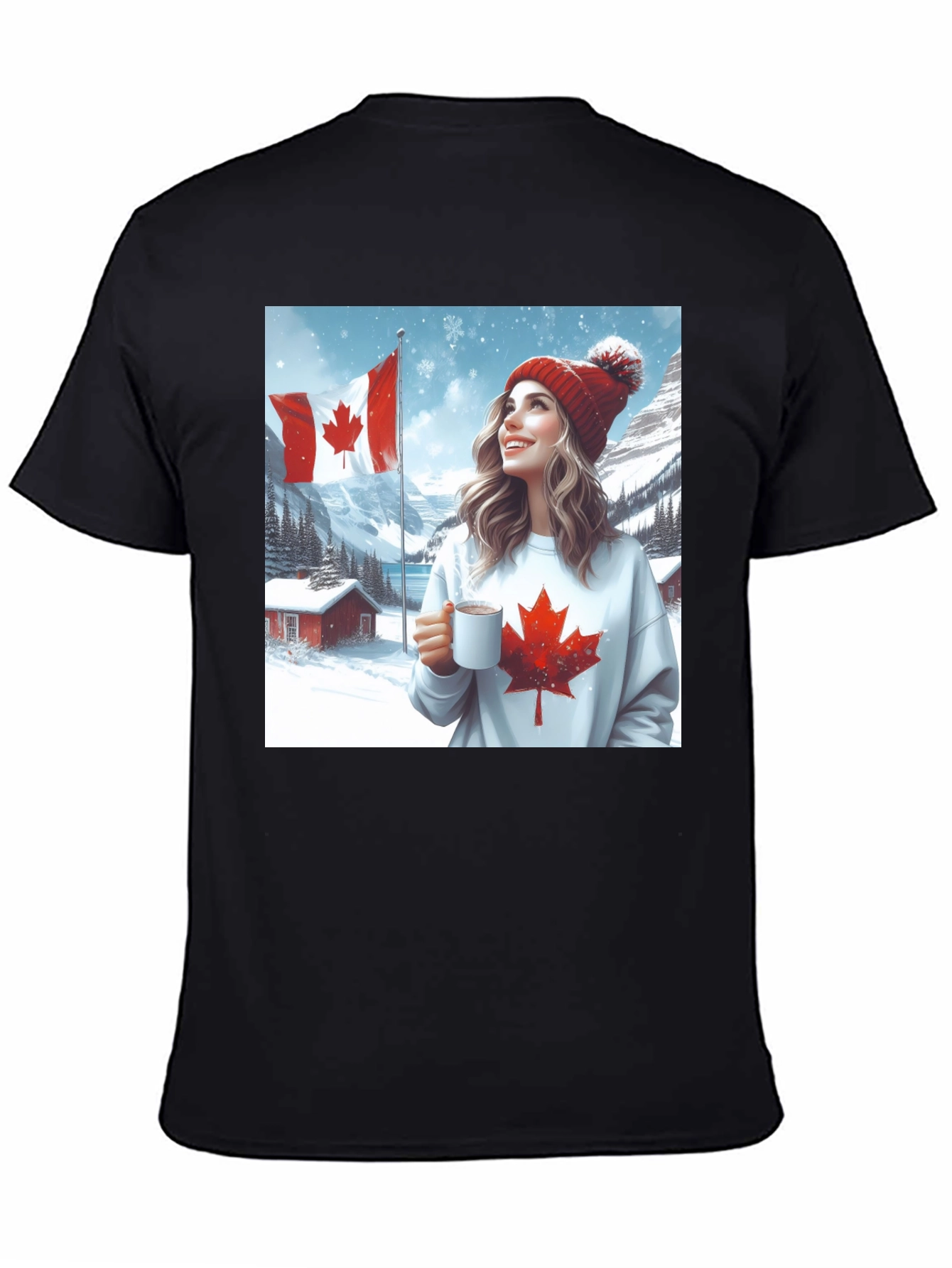 Black Cozy Canadian Winter T-Shirt view 4