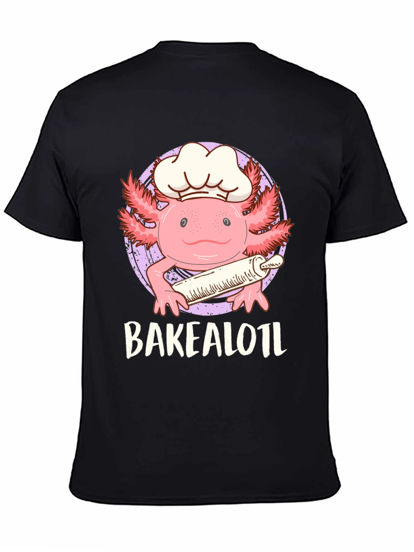 Black Bakealotl Axolotl Chef T-Shirt - Cute Baking Tee view 4