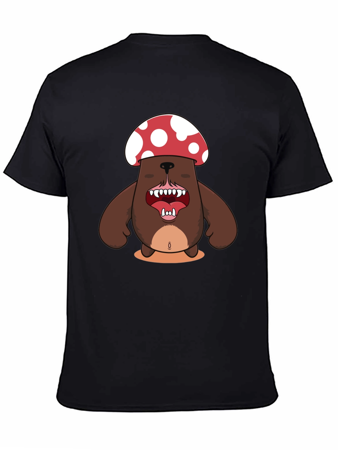 Black Mushroom Bear Graphic Tee - Unique Funny Design view 4