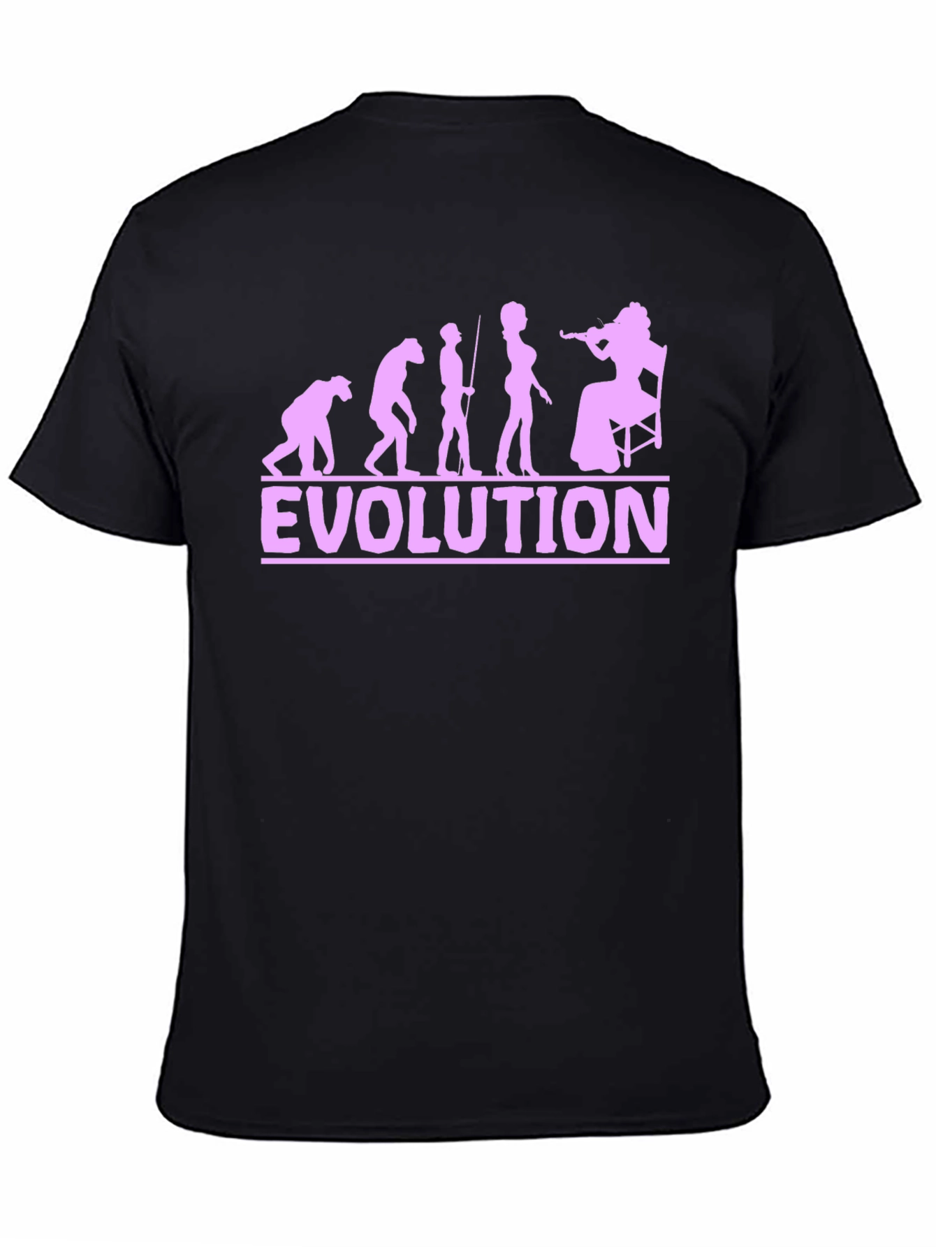 Black Evolution Violinist T-Shirt - Funny Music Tee view 4