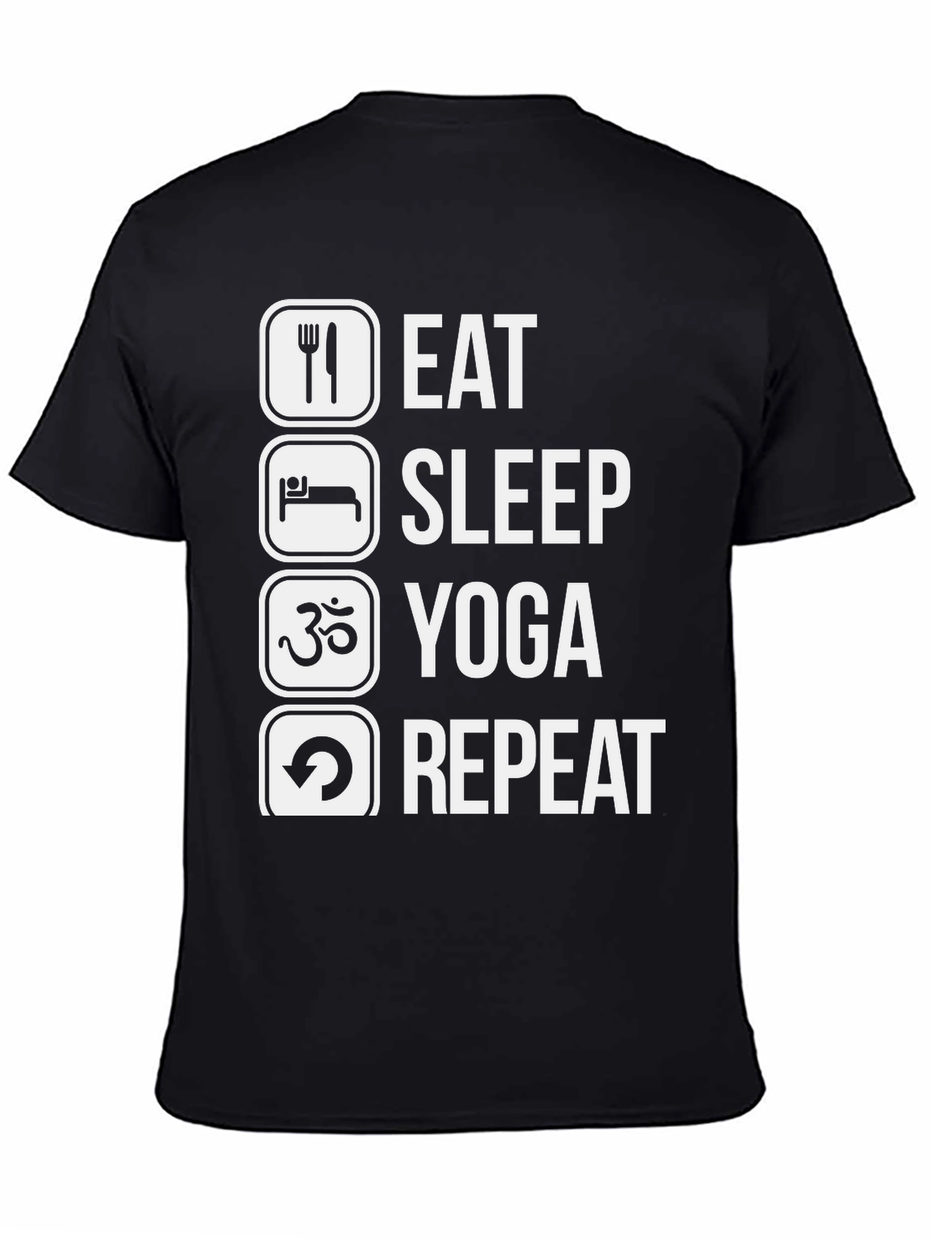 Black Eat Sleep Yoga Repeat Black T-Shirt view 4