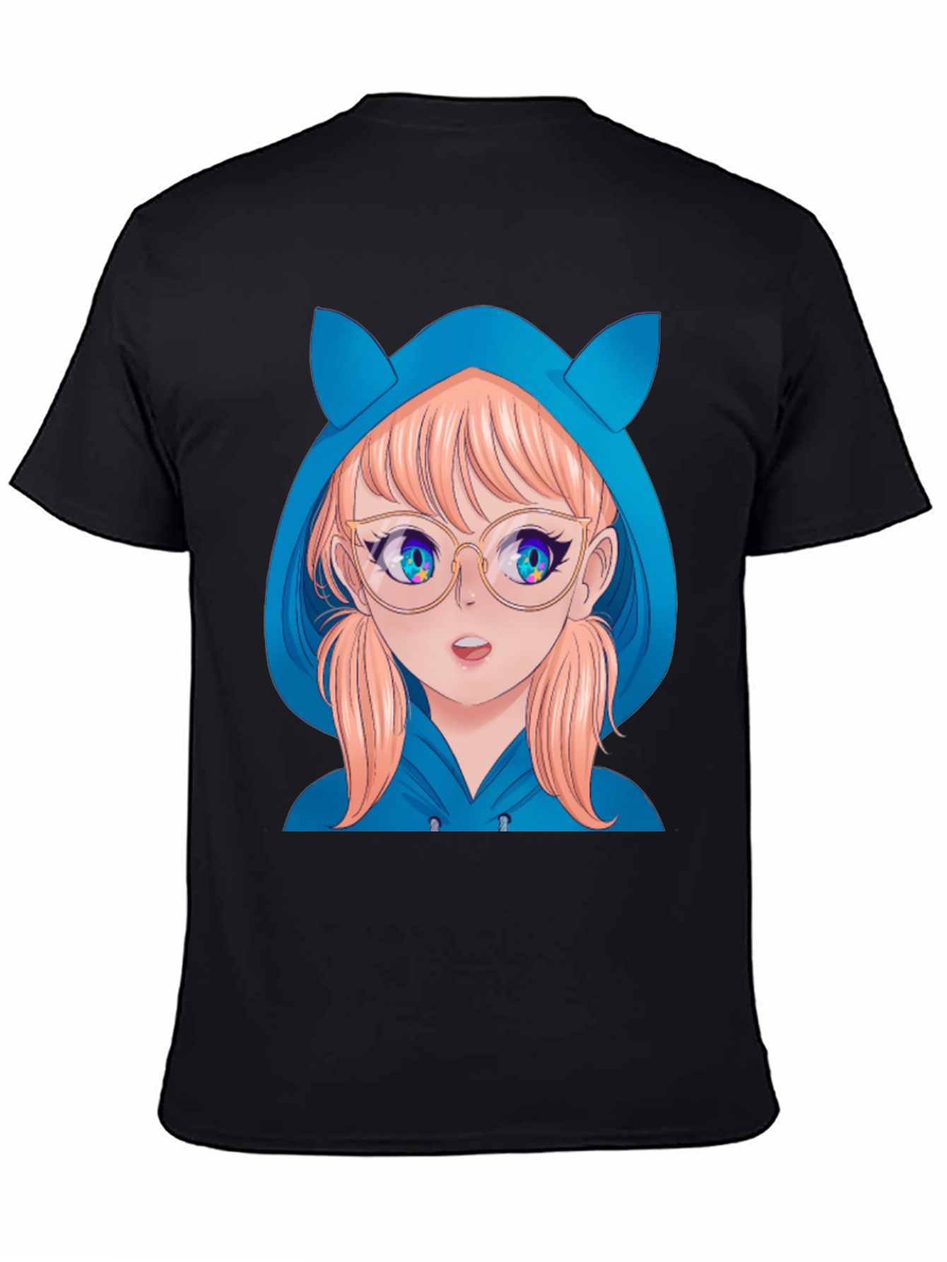 Anime Girl Hoodie T-Shirt - Black - 4