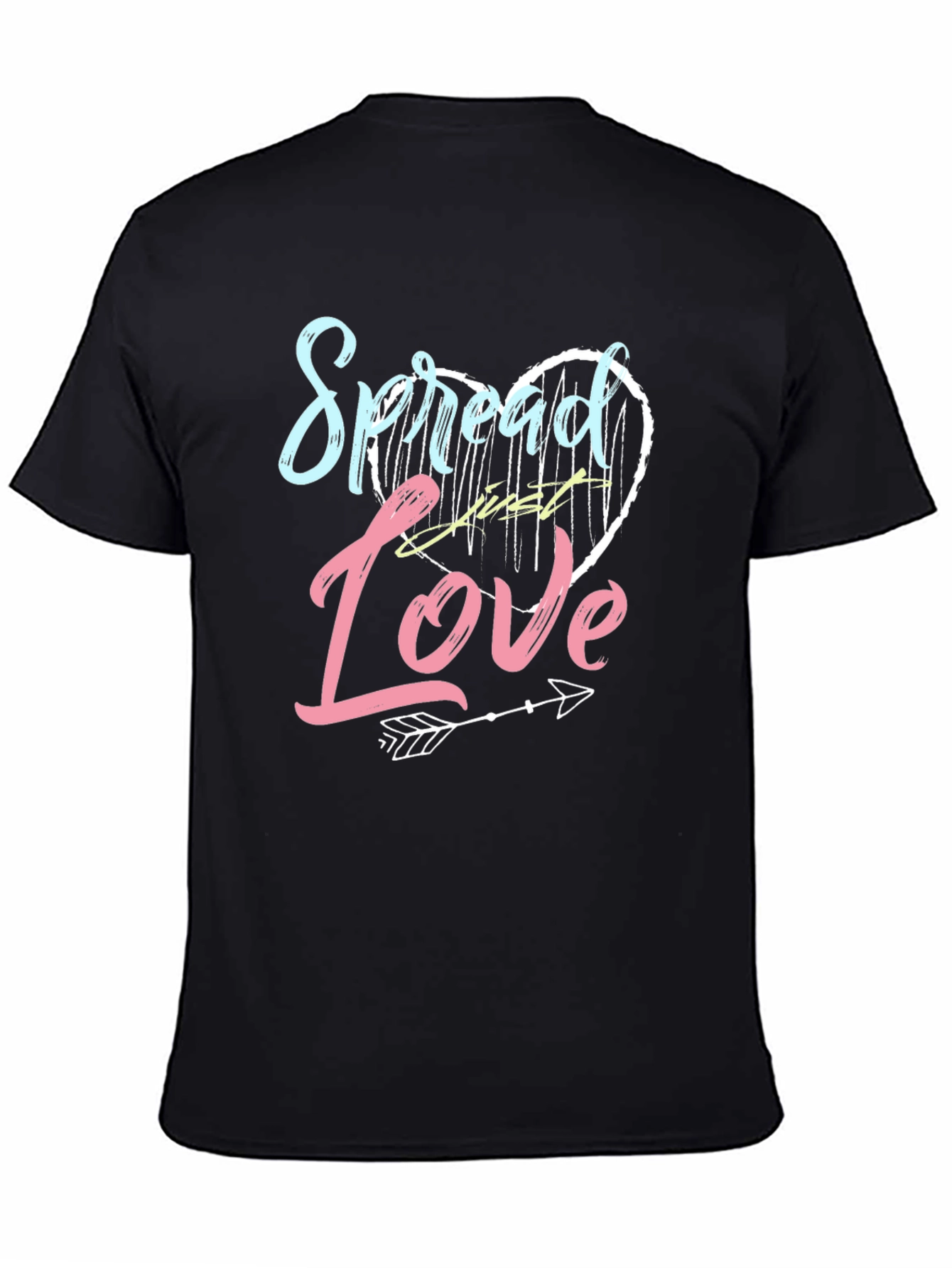 Black Spread Love Graphic T-Shirt - Men's Casual Tee view 4