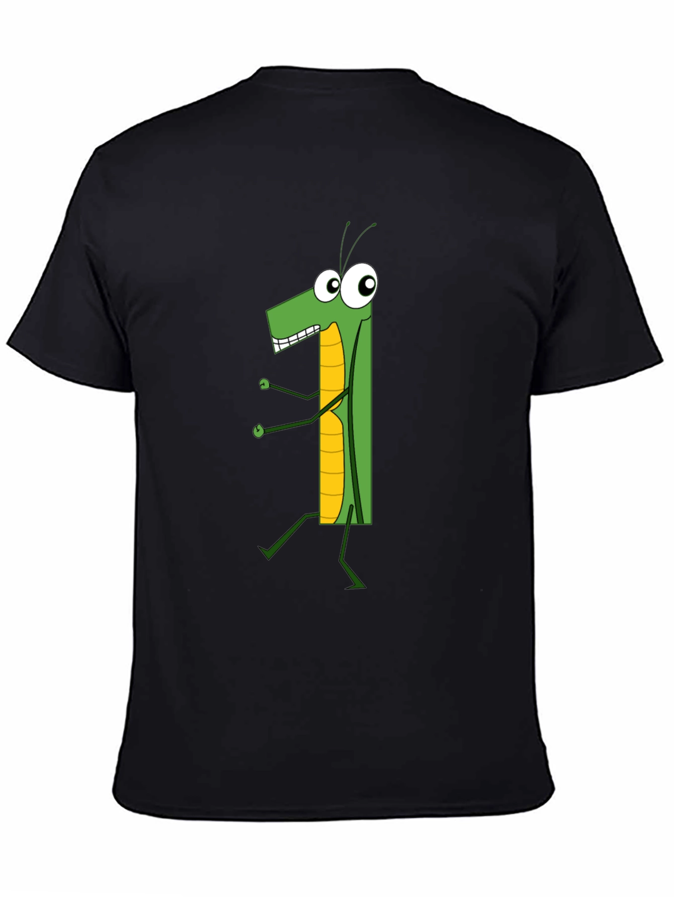 Black Cartoon Grasshopper Graphic T-Shirt view 4