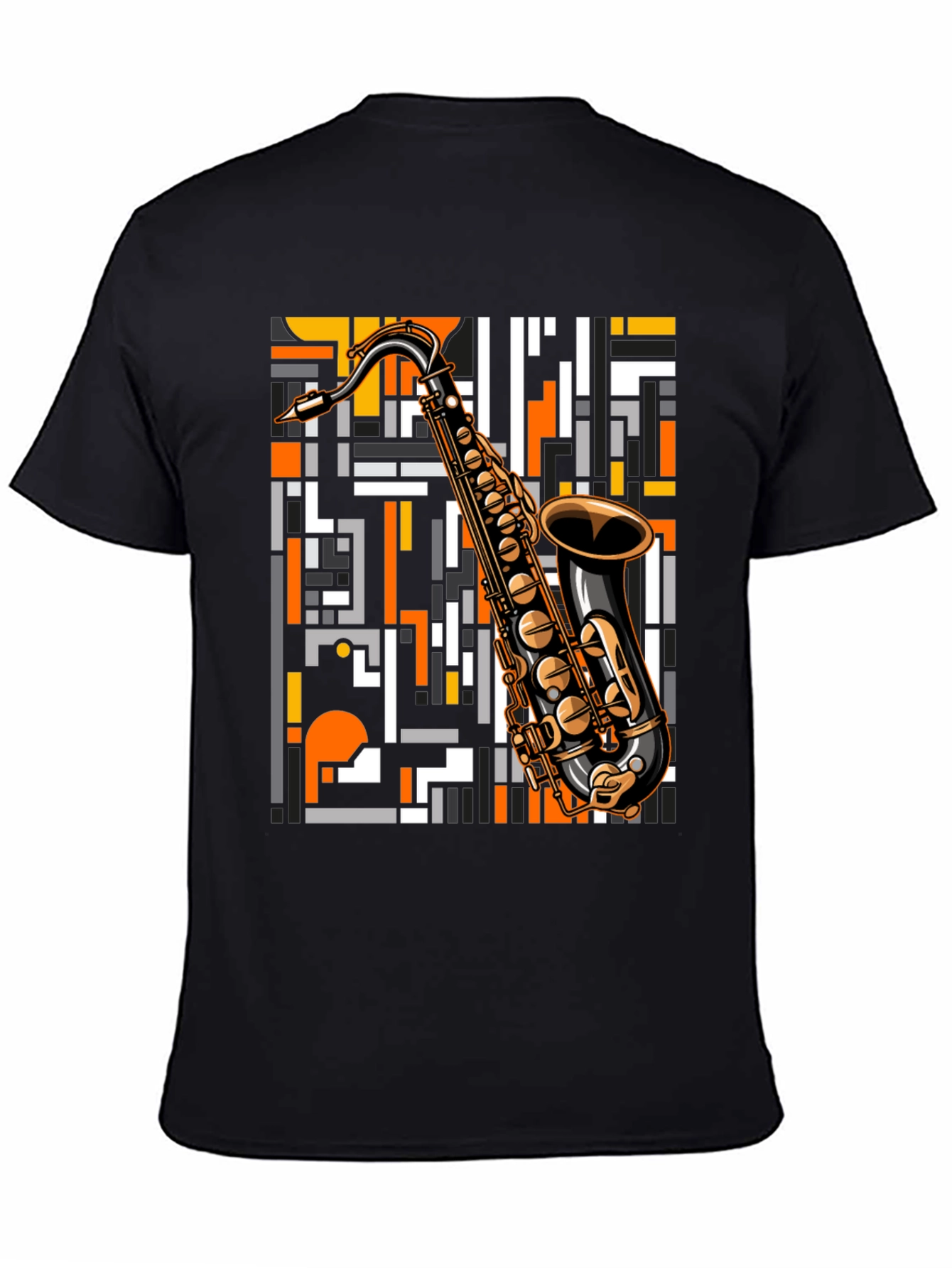 Black Saxophone Graphic Print T-Shirt - Black view 4