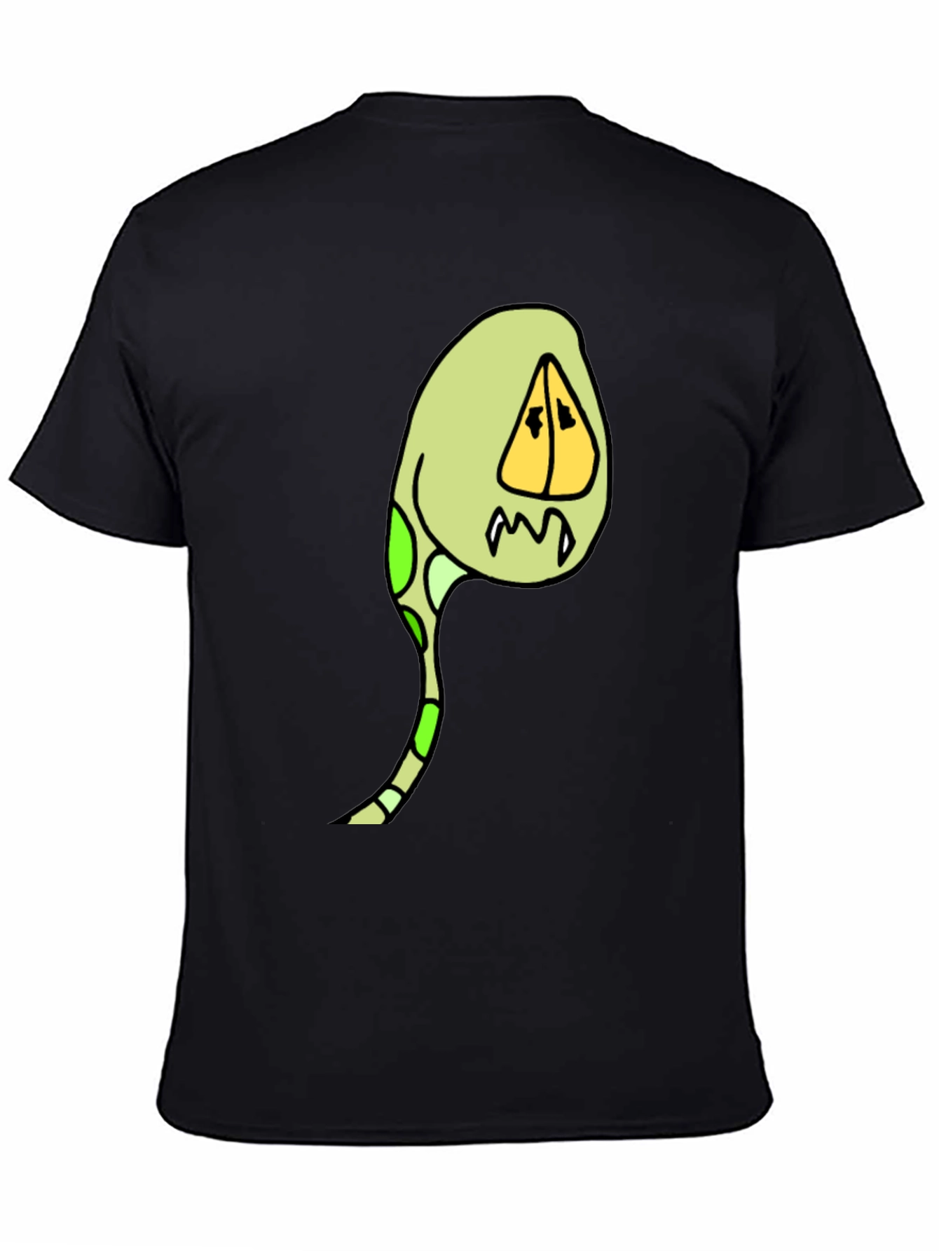 Black Cartoon Creature Graphic Tee - Black Cotton Blend view 4