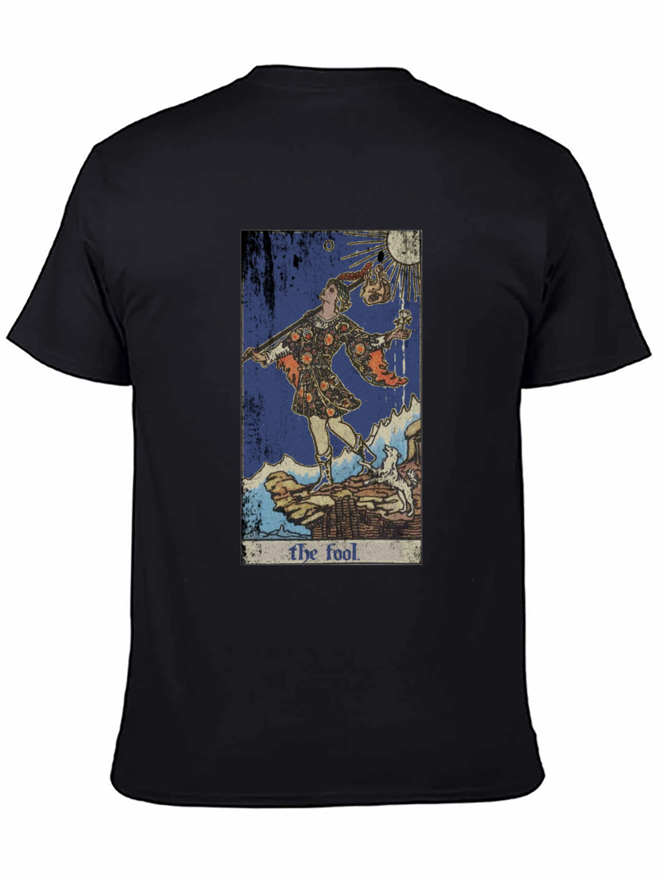 Black The Fool Tarot Card Graphic Tee - Unique Design view 4