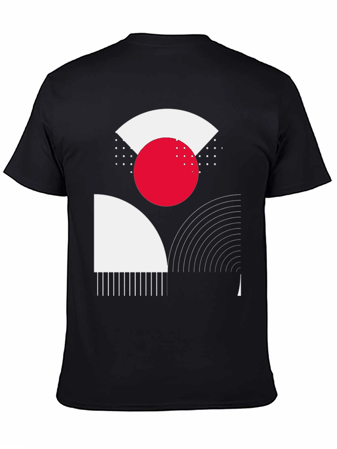 Black Abstract Geometric Graphic Print Black T-Shirt view 4