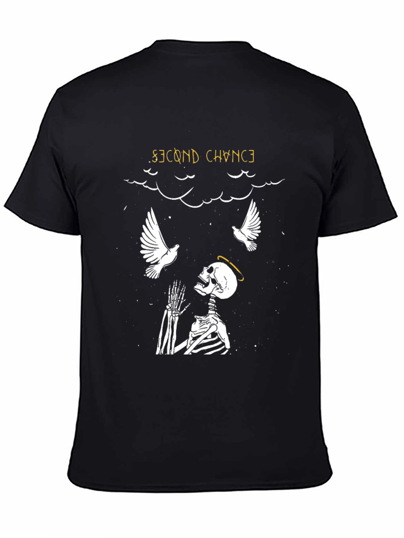Black Second Chance Skeleton Graphic T-Shirt - Stylish and Unique! view 4
