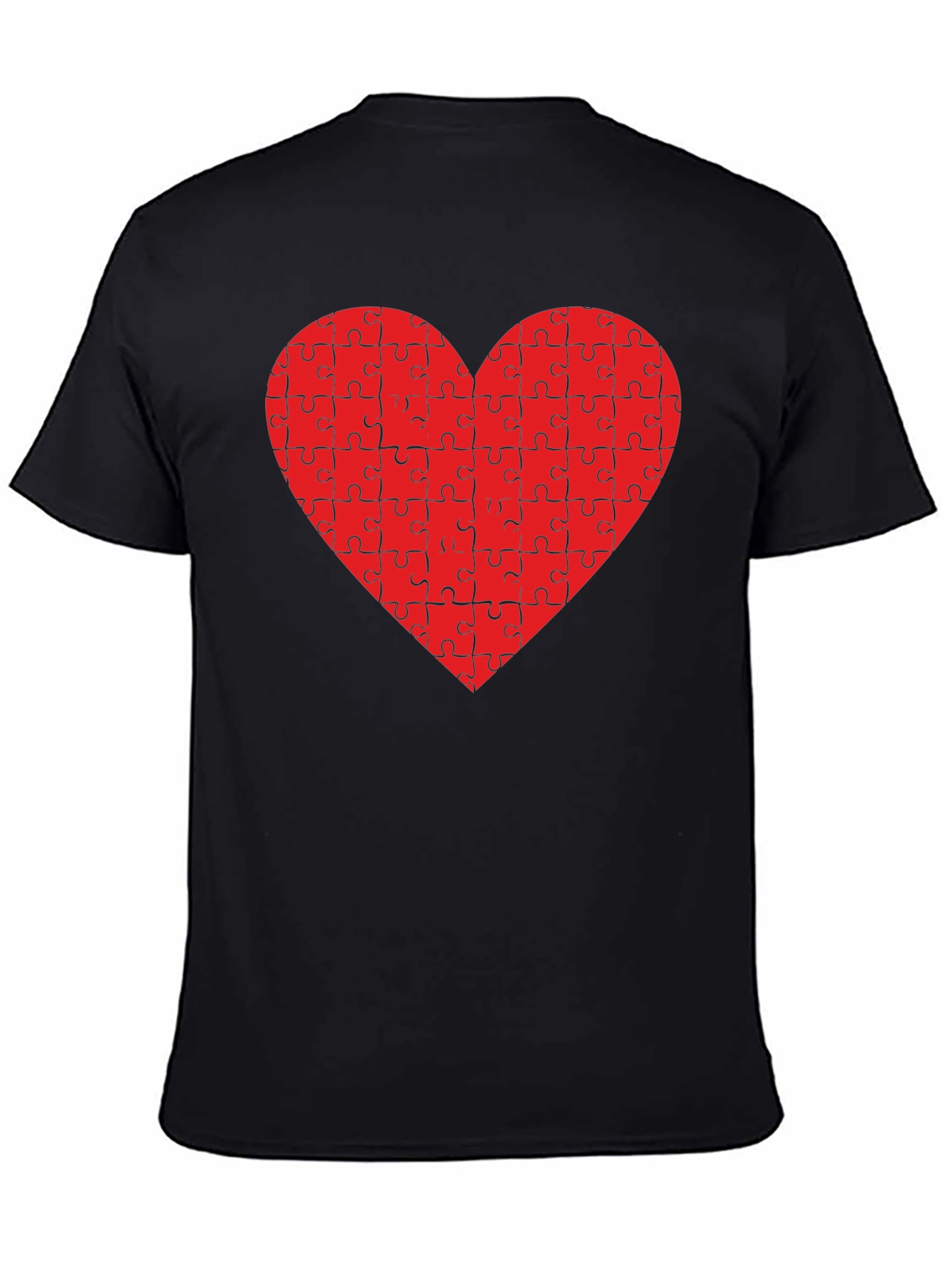 Black Puzzle Heart Tee - Black Cotton Blend view 4