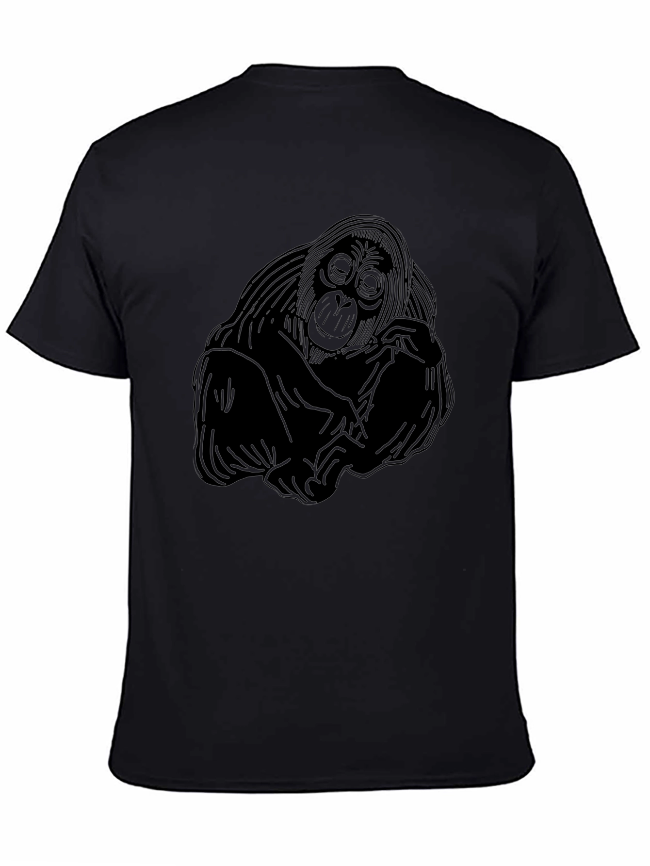 Black Orangutan Graphic Tee - Black Cotton Blend view 4