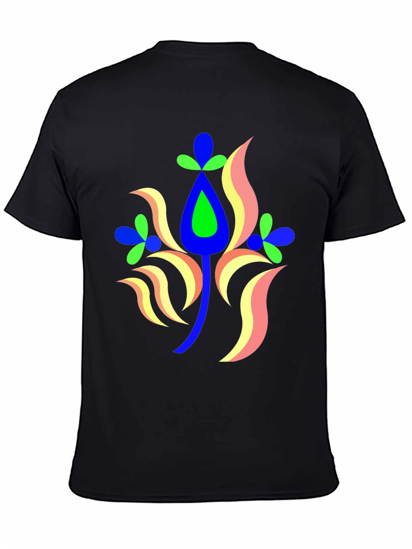 Black Abstract Floral Graphic Tee view 4