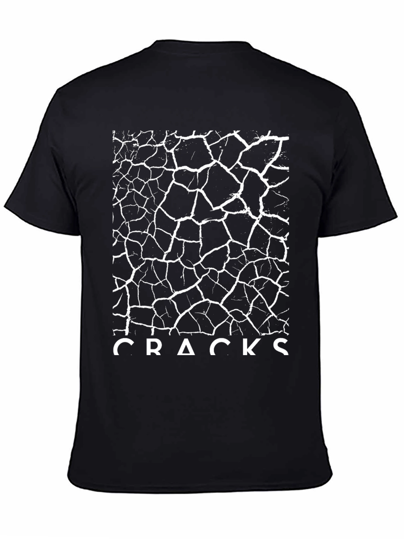 Black Cracked Earth Graphic Tee - Black Cotton T-Shirt view 4