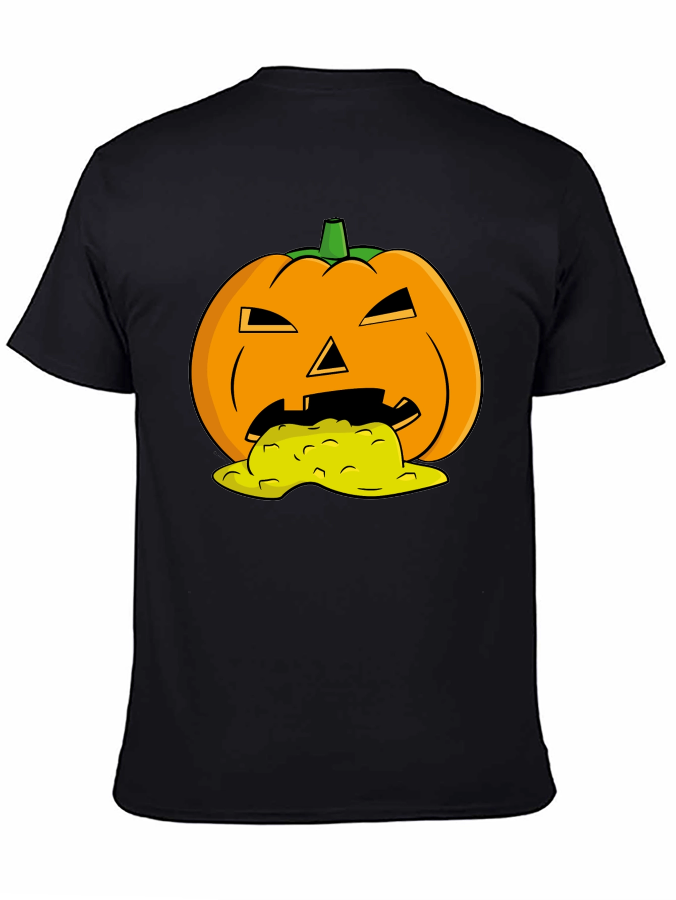 Black Halloween Pumpkin Vomit Graphic Tee - Black view 4