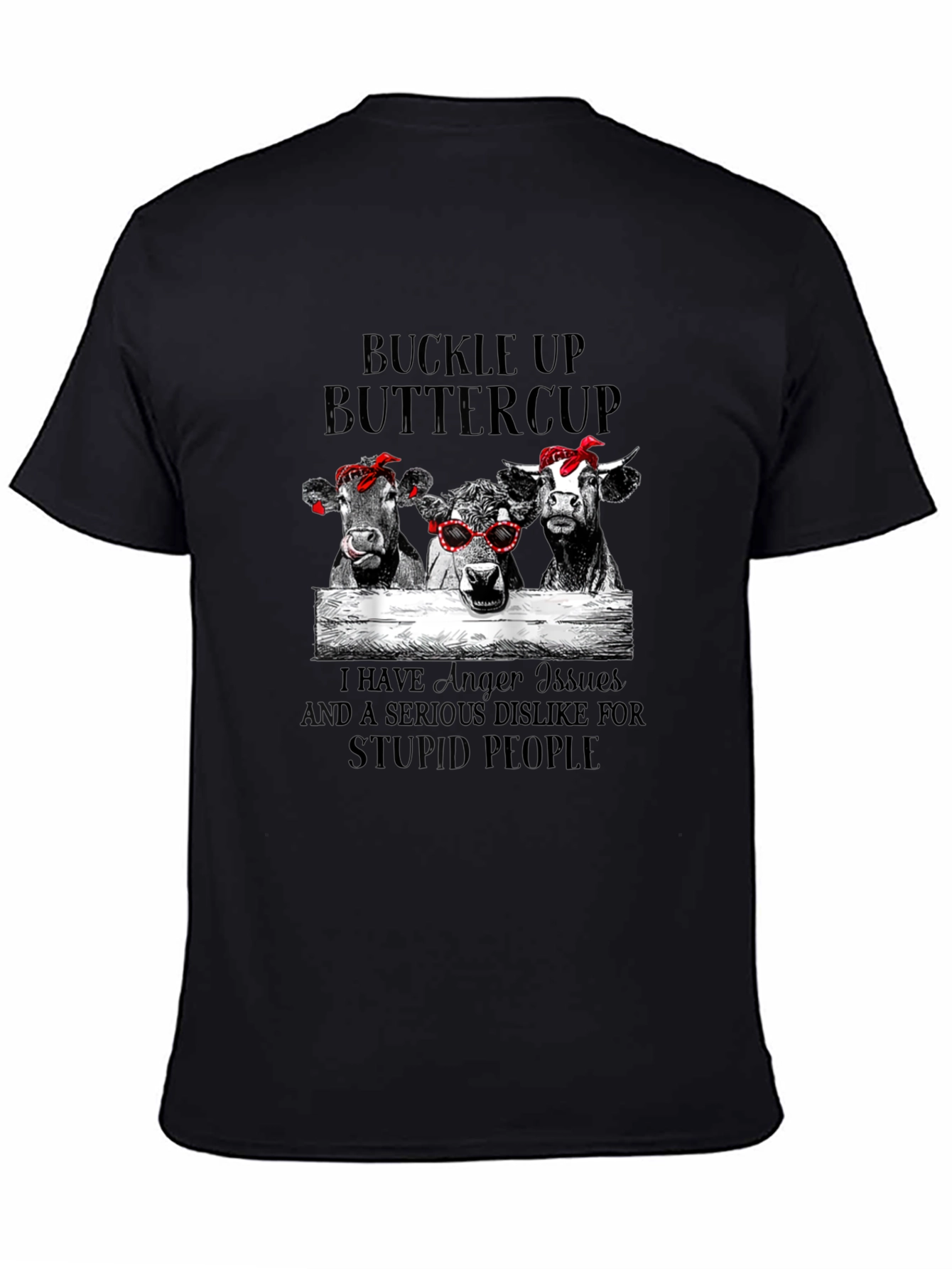 Black Buckle Up Buttercup Cows Graphic Tee view 4