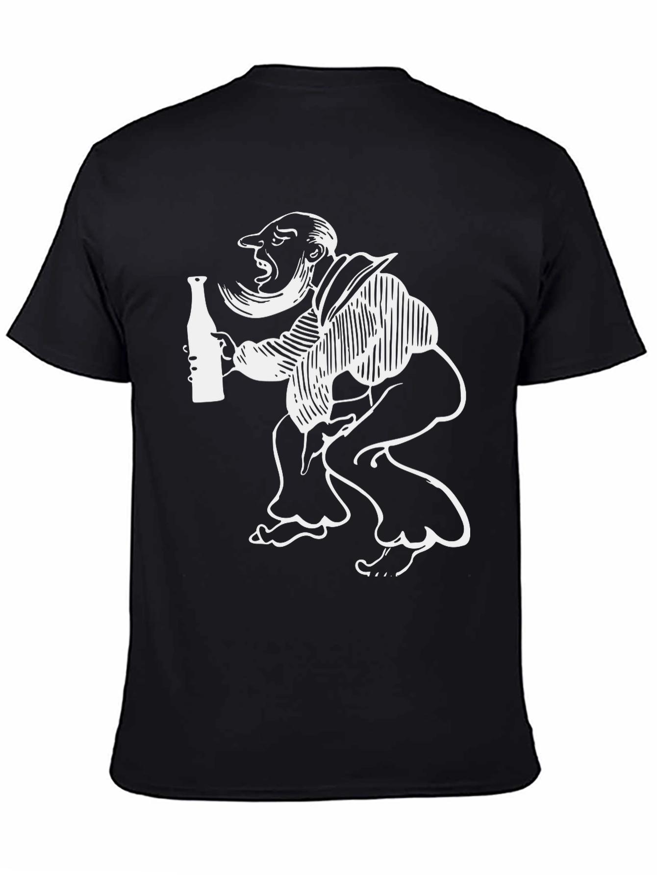 Black Humorous Cartoon Graphic Tee - Black view 4
