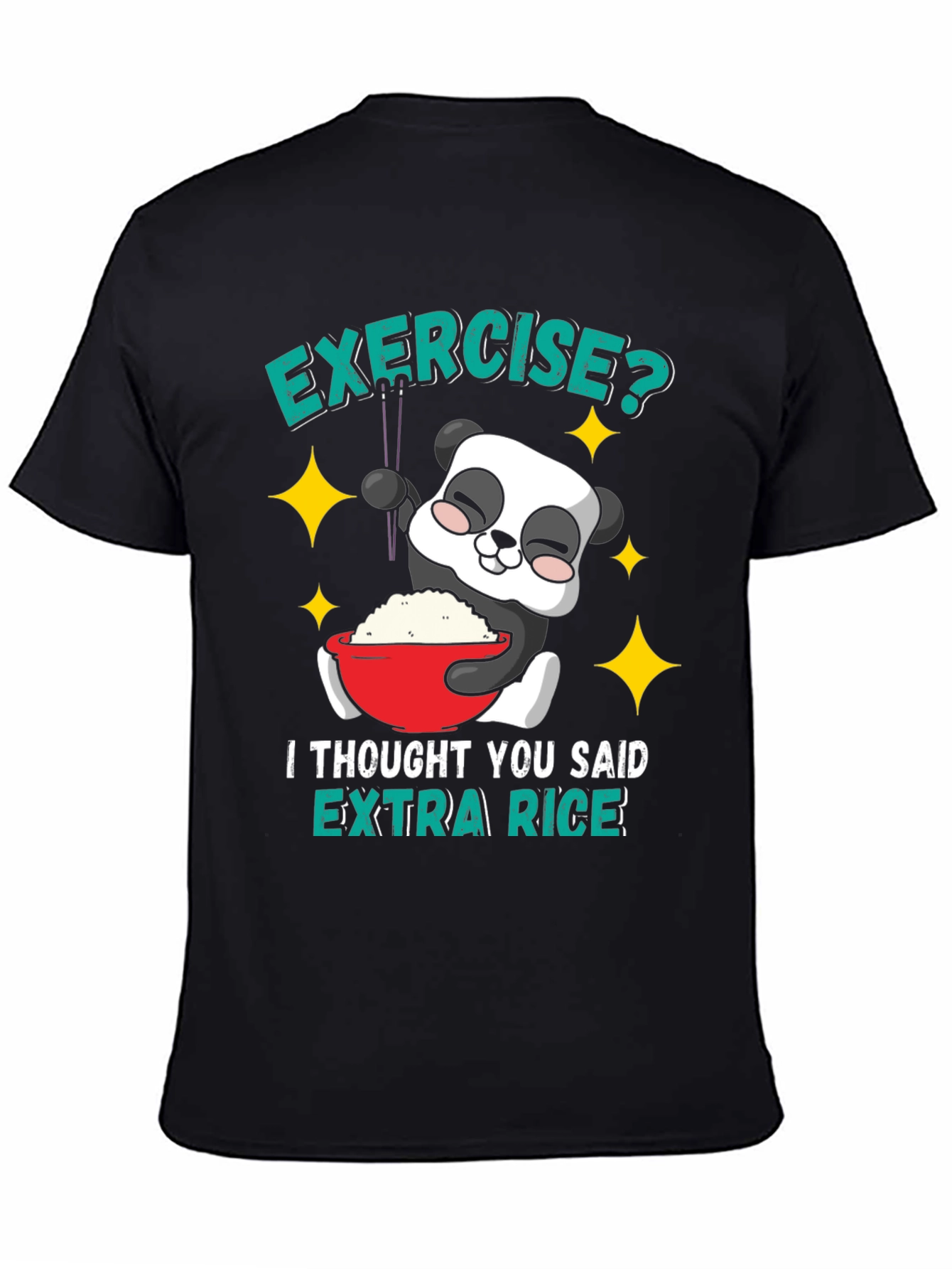 Black Funny Panda Extra Rice T-Shirt view 4