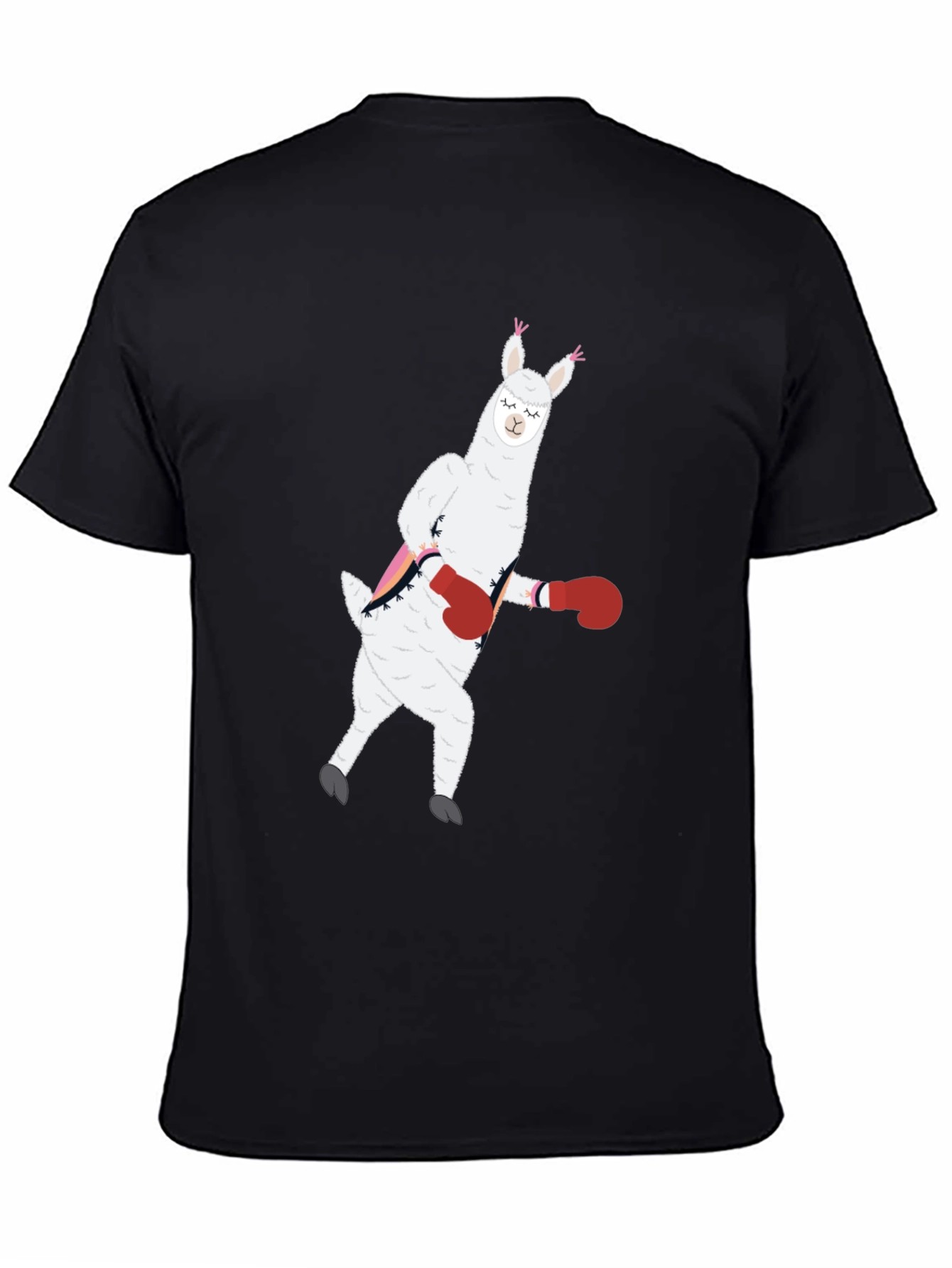 Black Llama Boxing Funny Graphic Tee view 4