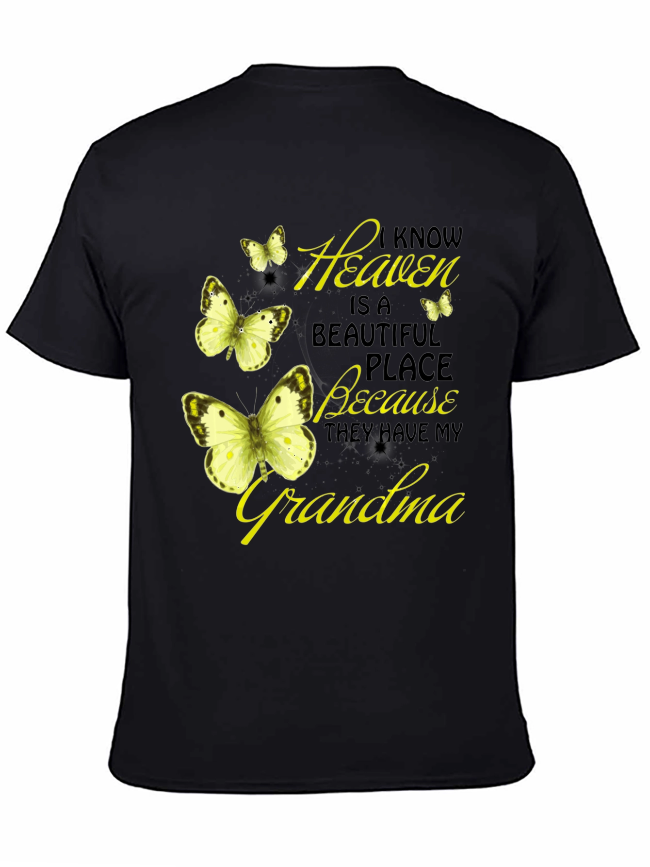 Black Heavenly Grandma Butterfly T-Shirt - Black view 4